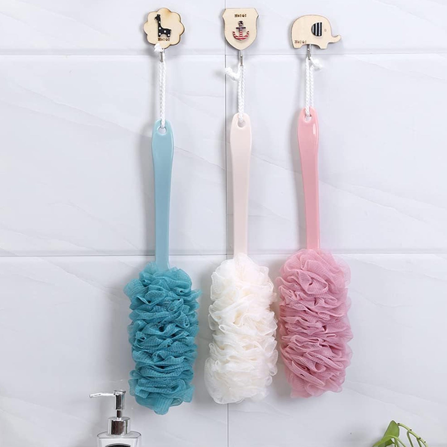 Long Handle Bath Scrubber with Soft Nylon Mesh for Shower - Reaches All Back Areas - Happy Price - Image 3
