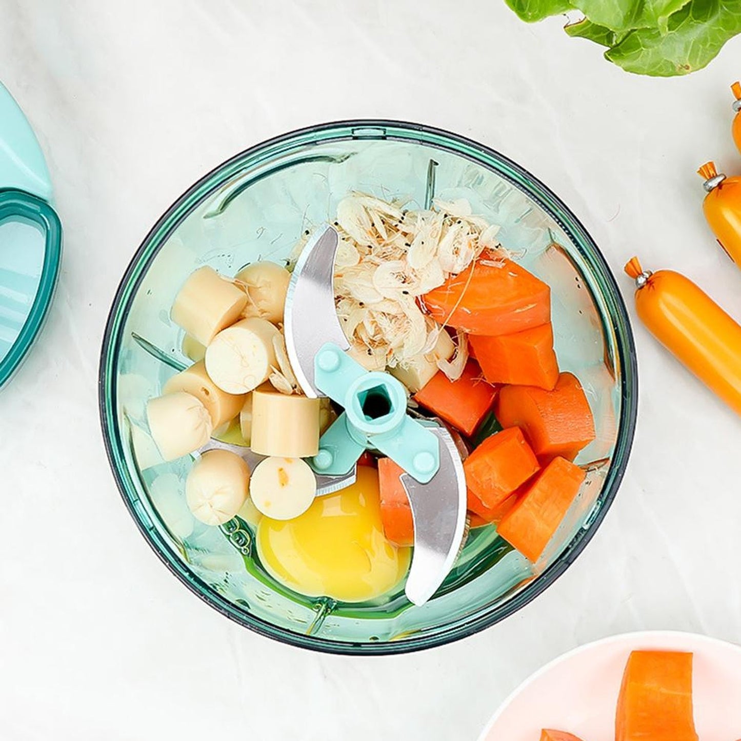 Manual Stainless Steel Compact Extra Sharp Hand Held Vegetable Chopperslicer With 5 Blades (750 Ml) - Happy Price - Image 3