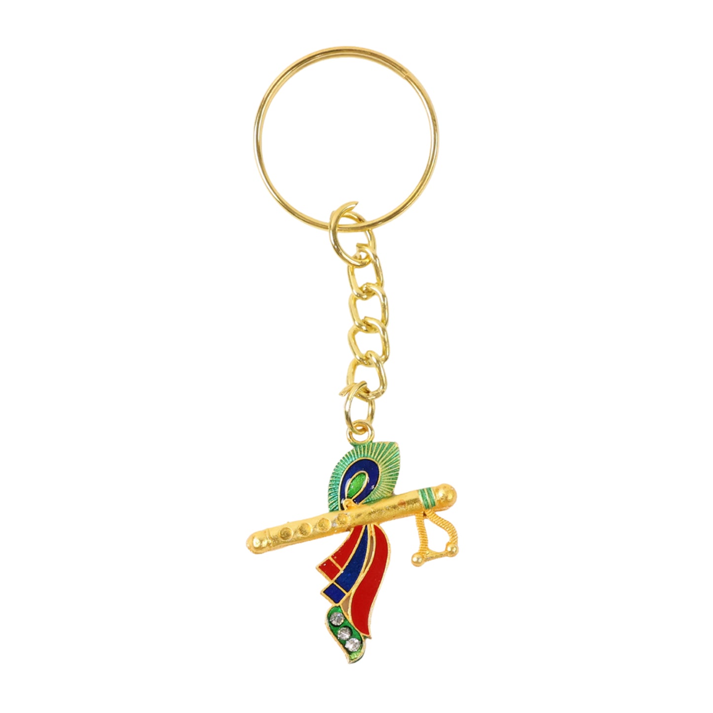 Krishna Bansuri Flute Keychain with Peacock Feather Design - 1 Pc - Happy Price - Image 2