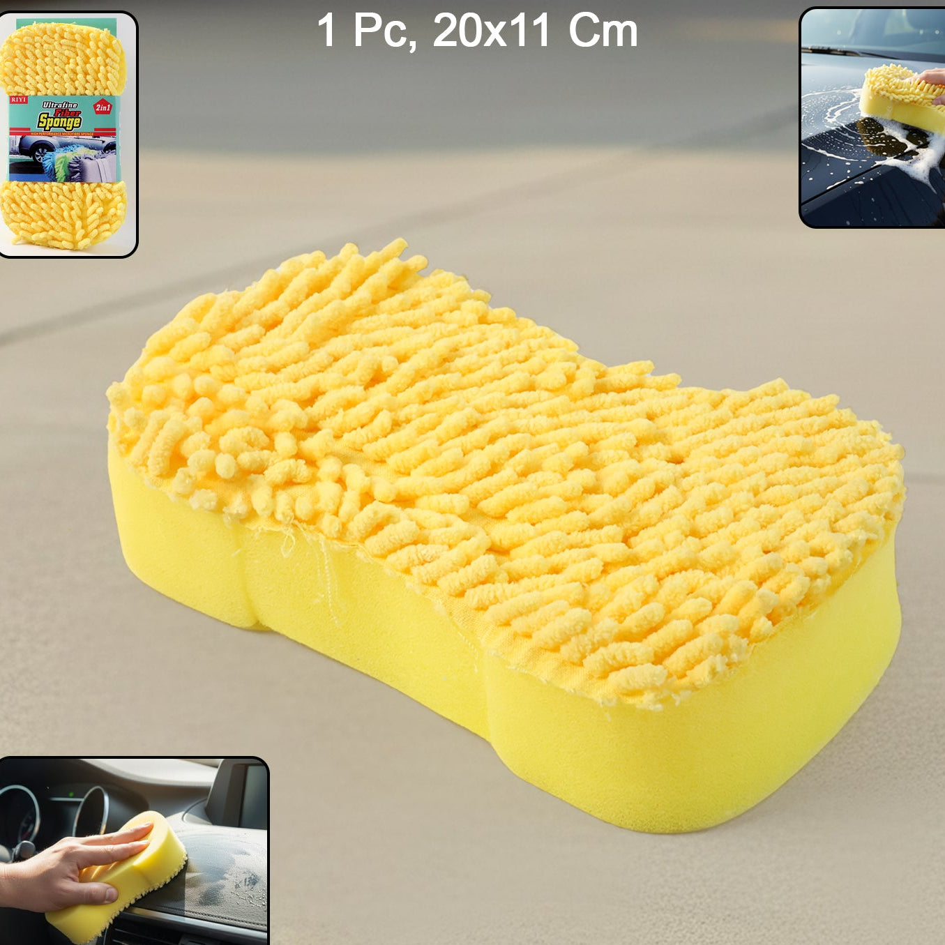 Chenille Microfiber Car Wash Sponge Mitt - 1 Pc, Scratch-Free Dual-Surface Cleaning Pad - Happy Price - Image 1