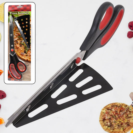 Stainless Steel Pizza Cutter Scissors Plastic Handle With Removable Spatula - Happy Price - Image 1