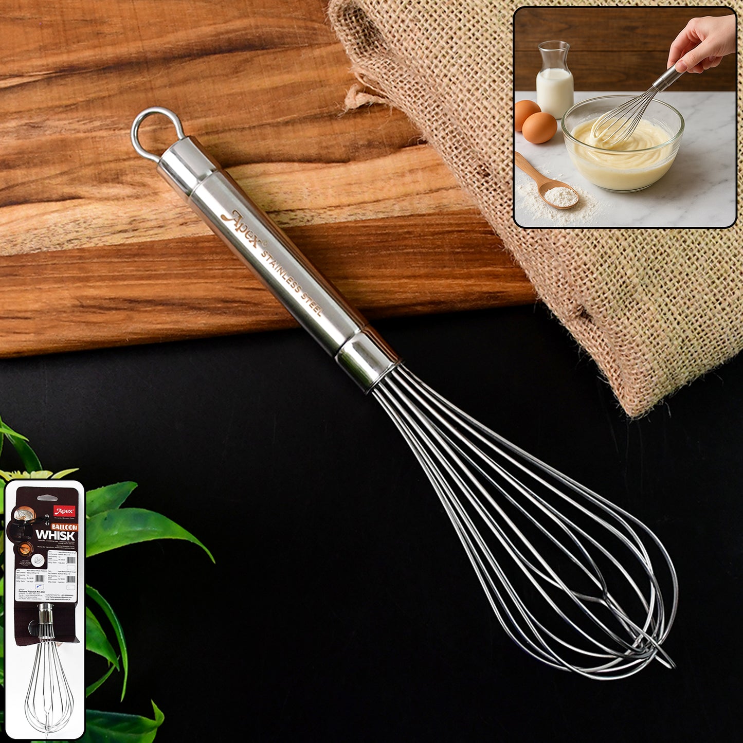Apex Stainless Steel Large Balloon Whisk (1 Pc) for Baking & Cooking - Happy Price - Image 7