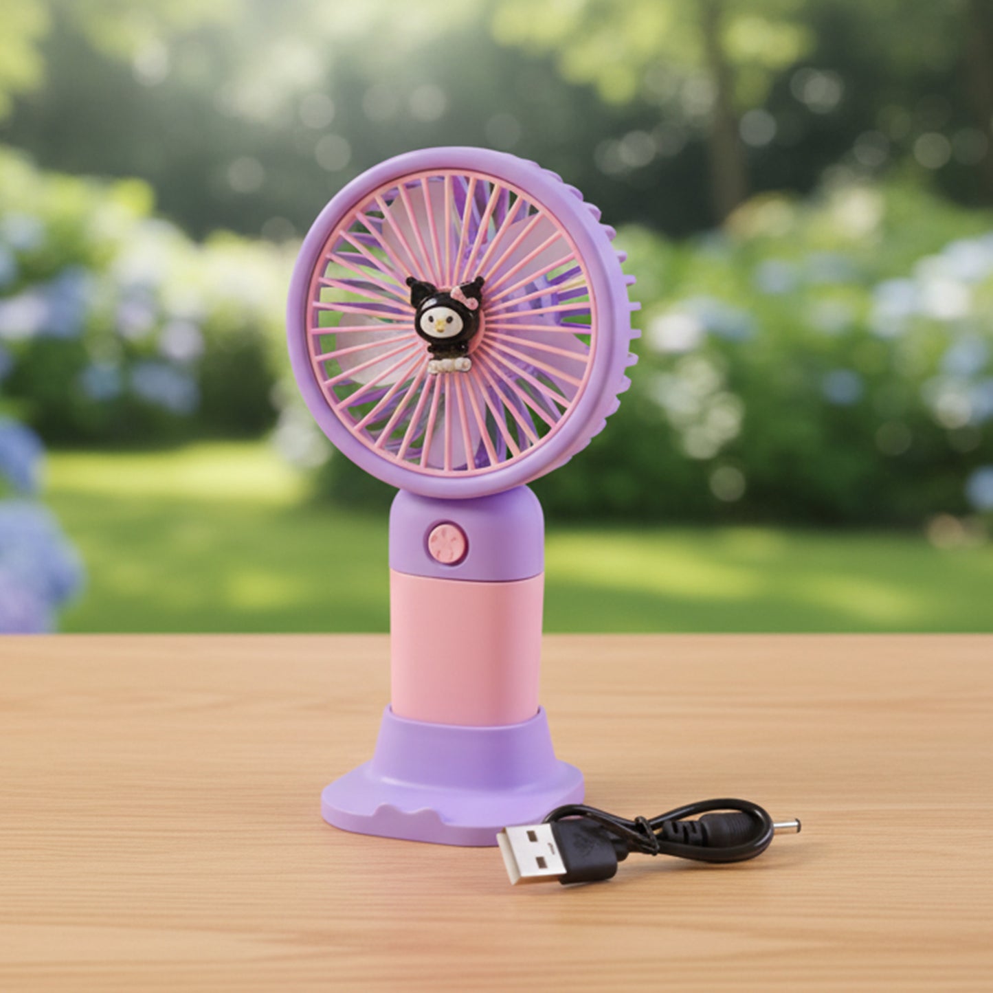 Cute USB Rechargeable Mini Desktop Fan with Stand for Office & Home - Happy Price - Image 2