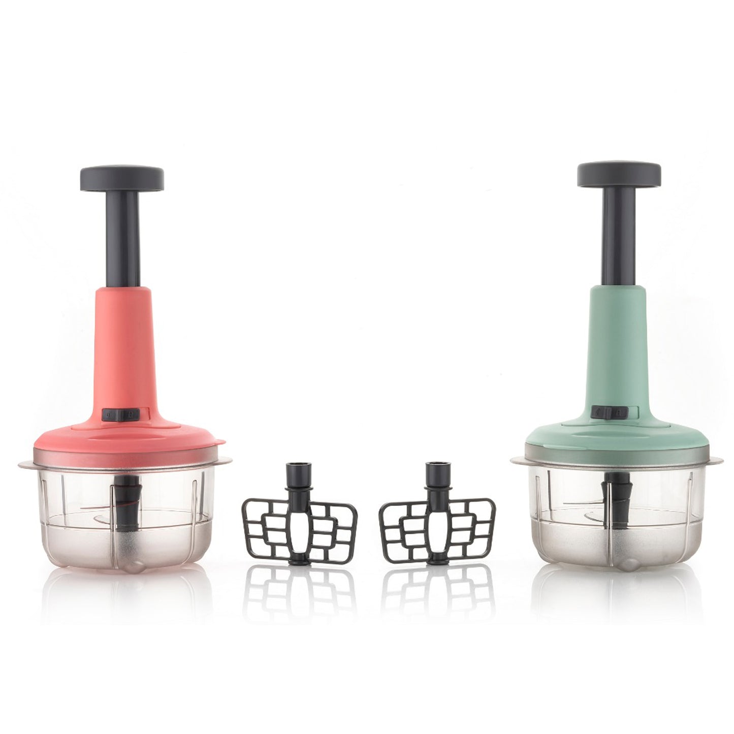 2in1 Push Chopper 800ml Stainless Steel Blade Quick  Powerful Manual Hand Held Food Chopper To Chop  Cut Fruits Vegetables Herbs Onions For Salsa Salad - Happy Price - Image 2