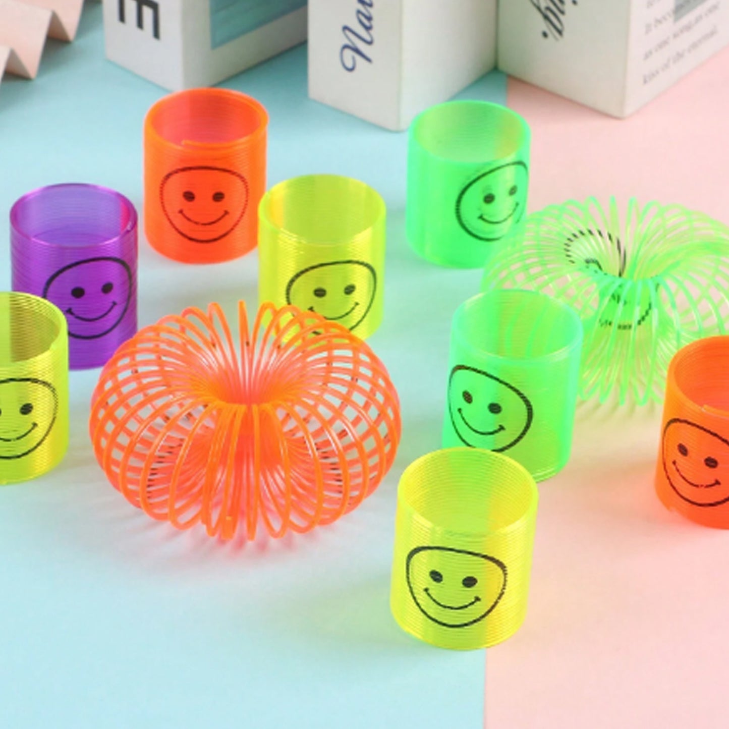 Multicolor Magic Smiley Spring Spring Toys Slinky Slinky Spring Toy Toy For Kids For Birthdays Compact And Portable Easy To Carry (12 Pcs Set) - Happy Price - Image 2