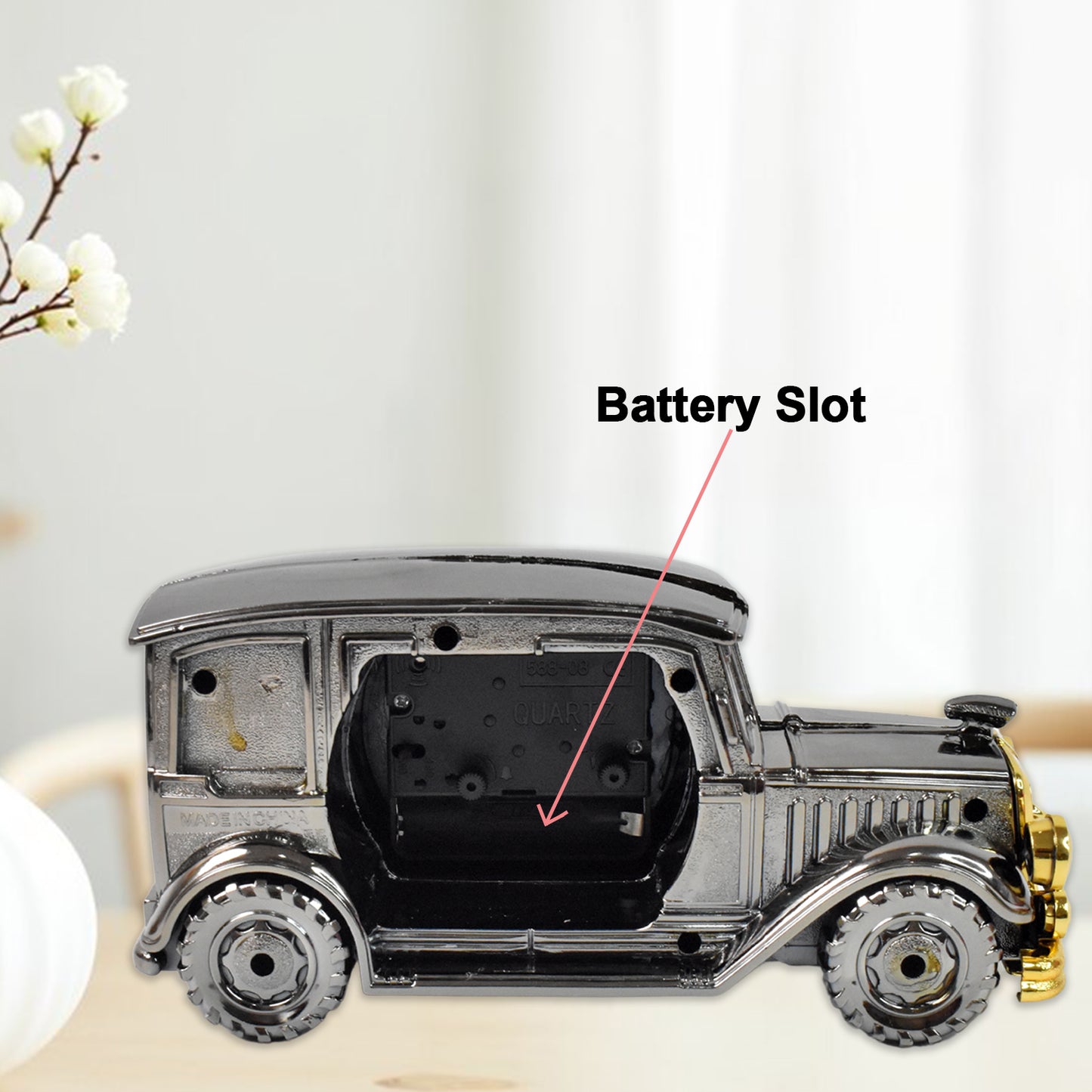Car Shaped Alarm Clock with Pen Holder - ABS Desk Clock for Office & Bedroom - Happy Price - Image 3