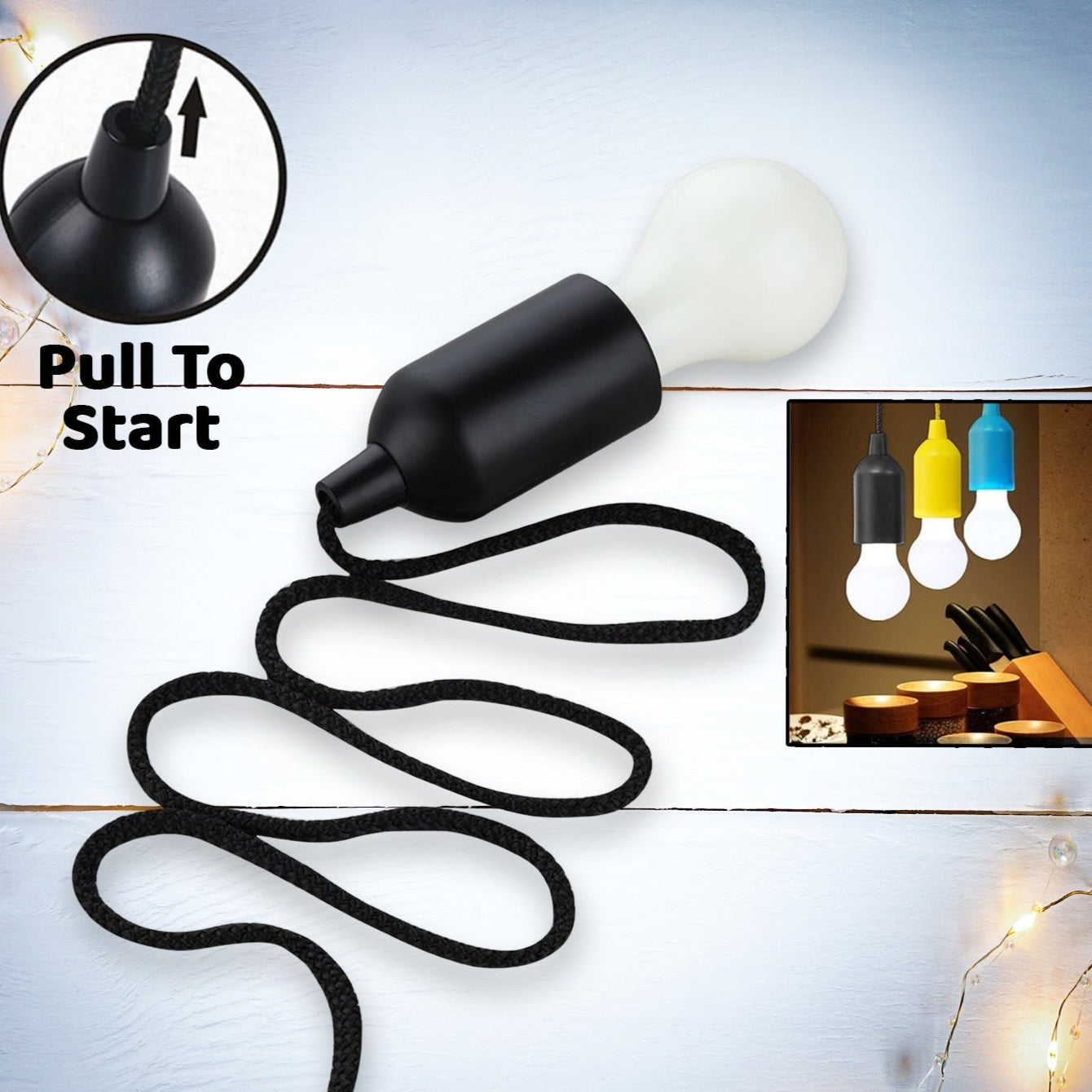 1pcs Led Bulbs Pull Cord Light Led Pull Cord Light Hanging Led Bulb Pull Wire Drawstring Light Bulb Black Led Pendant Lights - Happy Price - Image 2
