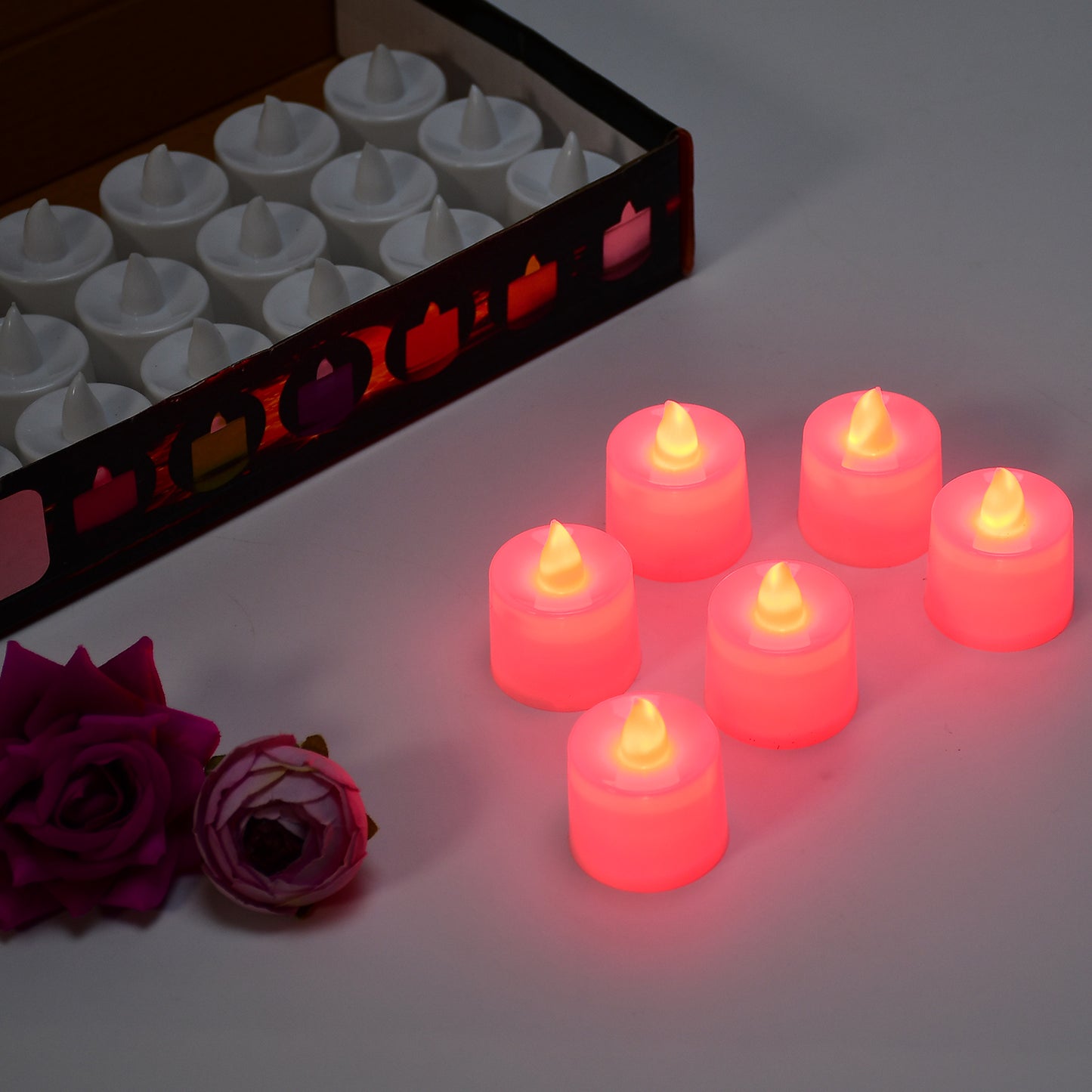 Red Flameless Led Tealights Smokeless Plastic Decorative Candles - Led Tea Light Candle For Home Decoration (Pack Of 24) - Happy Price - Image 7