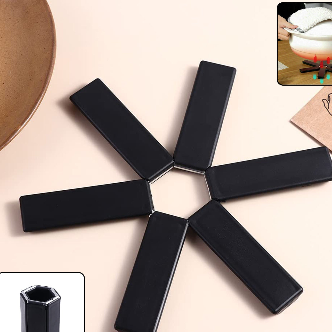 Foldable Hot Pot Stand - Heat Resistant Trivet Mat (1 Pc) - Happy Price - Image 1