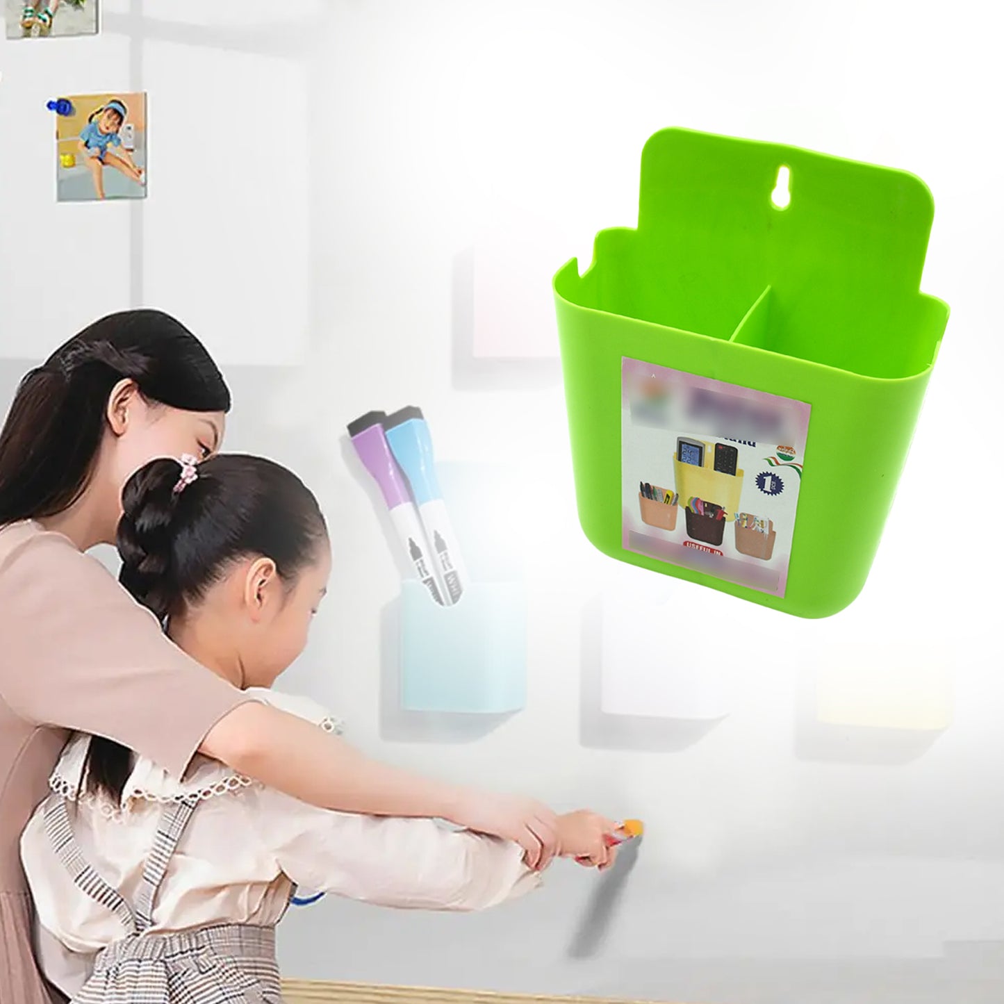 Multipurpose Wall Holder  Mobile Holder  Stationary Storage  Bathroom Accessories  Remote Holder  Makeup Brush Holder  Useful In Office Kitchen Drawing Room 2 Section Stand (1 Pc ) - Happy Price - Image 3