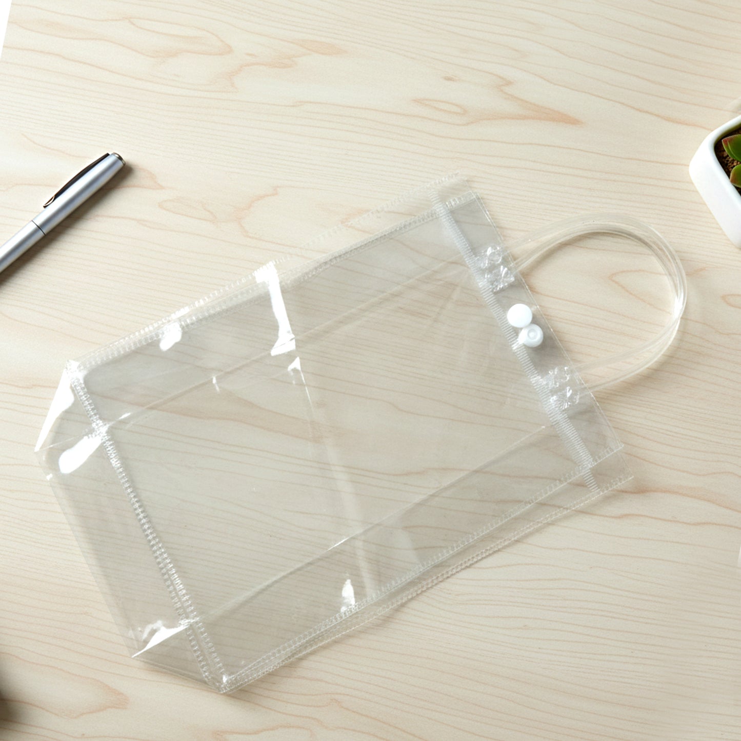 Transparent PVC Carry Bag with Handle - 22 x 16 cm (1 Pc) - Happy Price - Image 2
