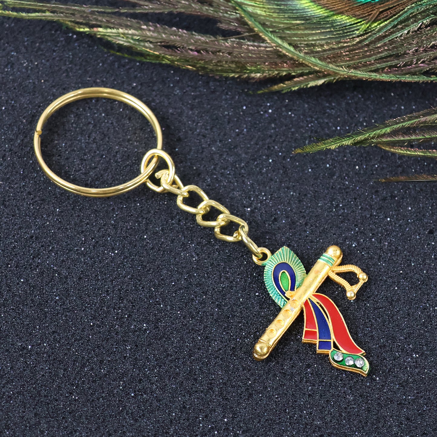 Krishna Bansuri Flute Keychain with Peacock Feather Design - 1 Pc - Happy Price - Image 7