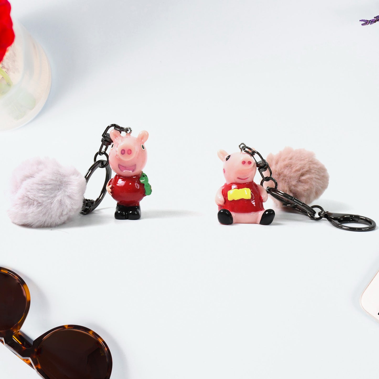 Cute Cartoon Keychain With Fluffy Pom (1 Pc  Mix Design) - Happy Price - Image 4