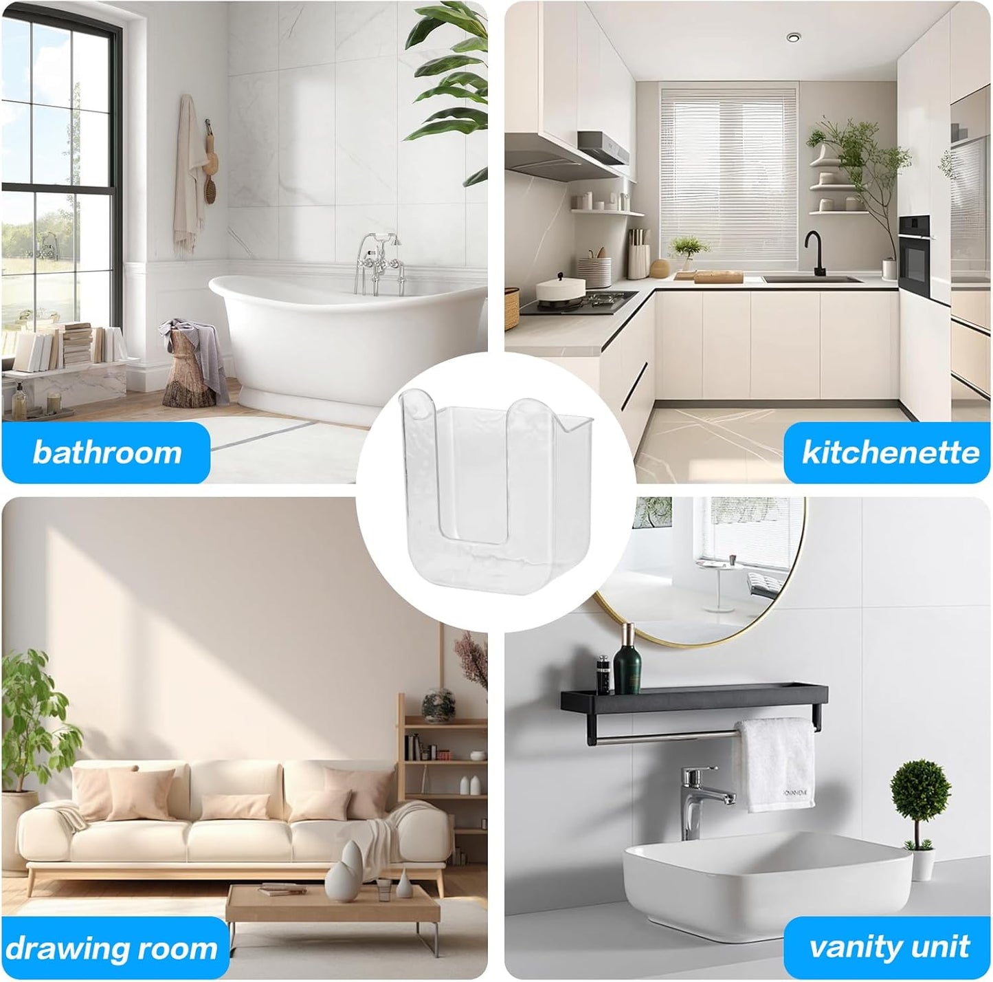 Wall Mount Tissue Holder with Self-Adhesive - 1 Pc - Happy Price - Image 4