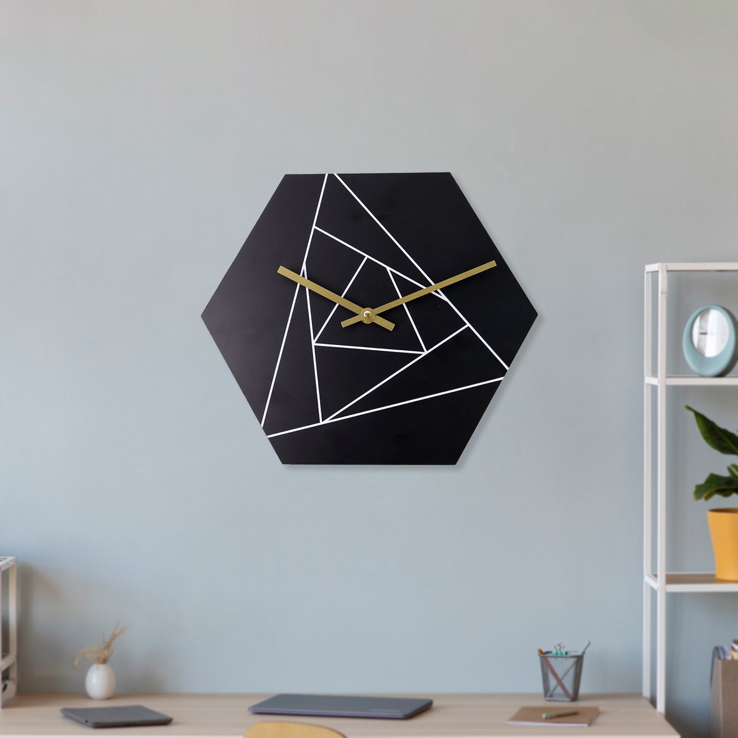 Modern Geometric Hexagon Wall Clock (1 Pc) - Happy Price - Image 3