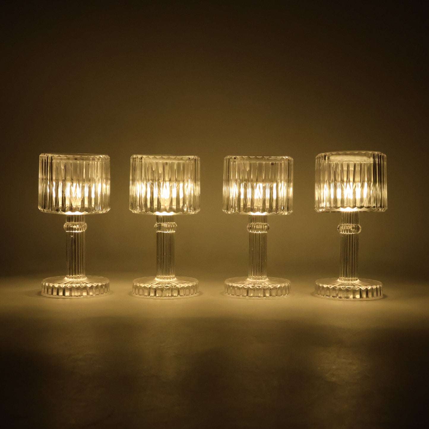 Set of 4 Crystal-Effect LED Table Lamps - Battery Operated Mini Lights - Happy Price - Image 4