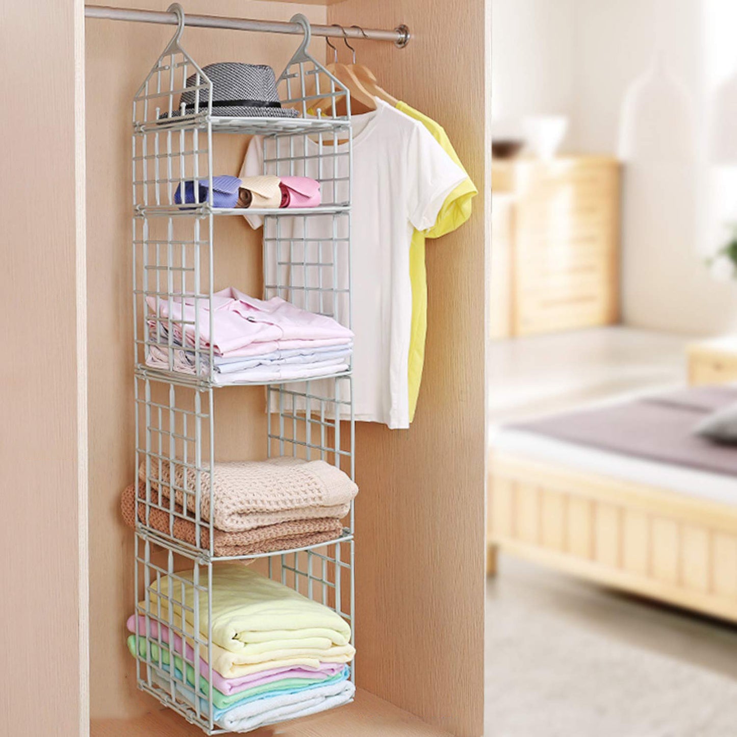 Multipurpose 5 Layer Folding Clothes Storage Rackscloset For Students Wardrobe Shelves Socks Scarf T-shirt Etchanging Organizer Storage Holders  Racks - Happy Price - Image 6