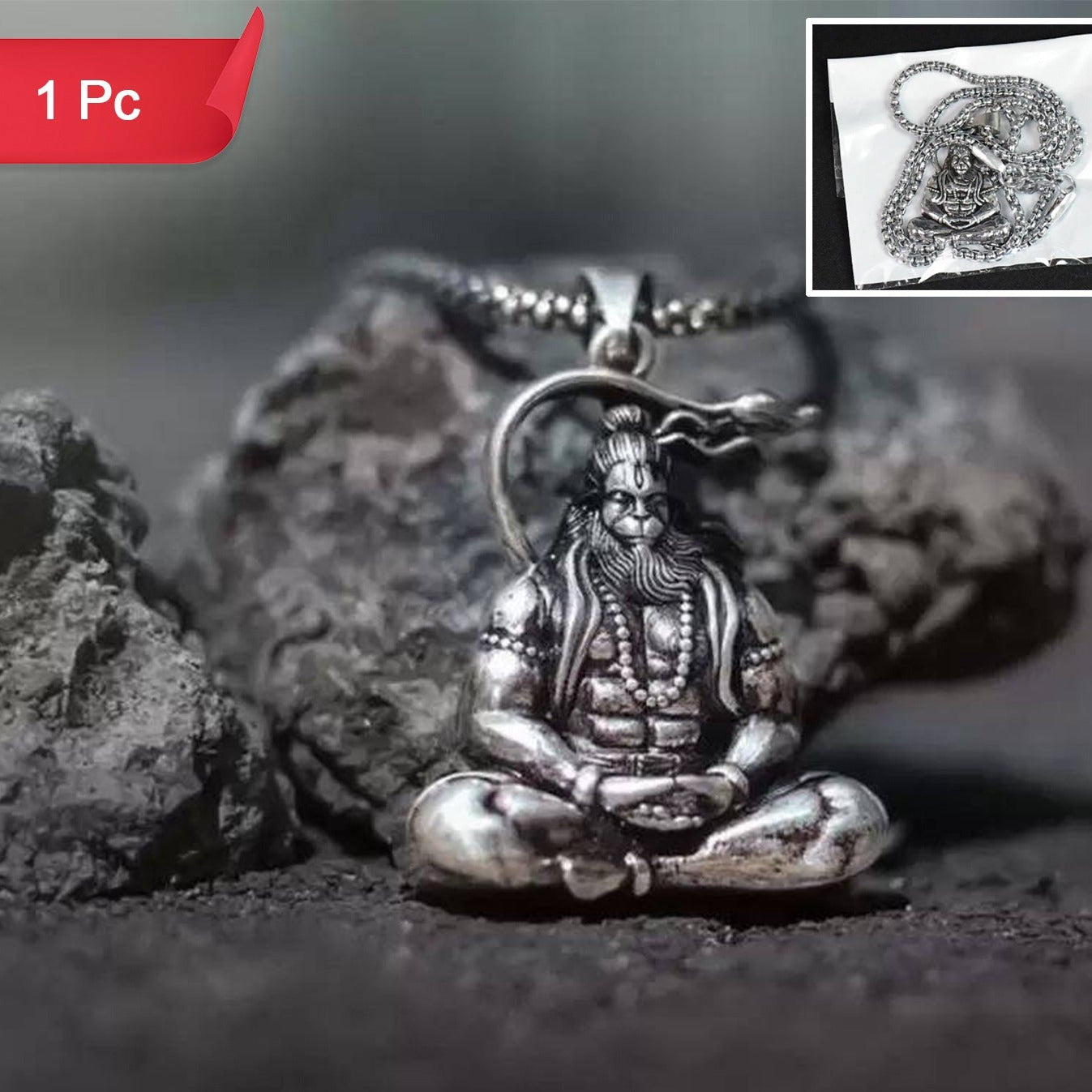 Hanuman Ji Pendant  Chain Religious Jewellery For Men And Women (1 Pc) - Happy Price - Image 1