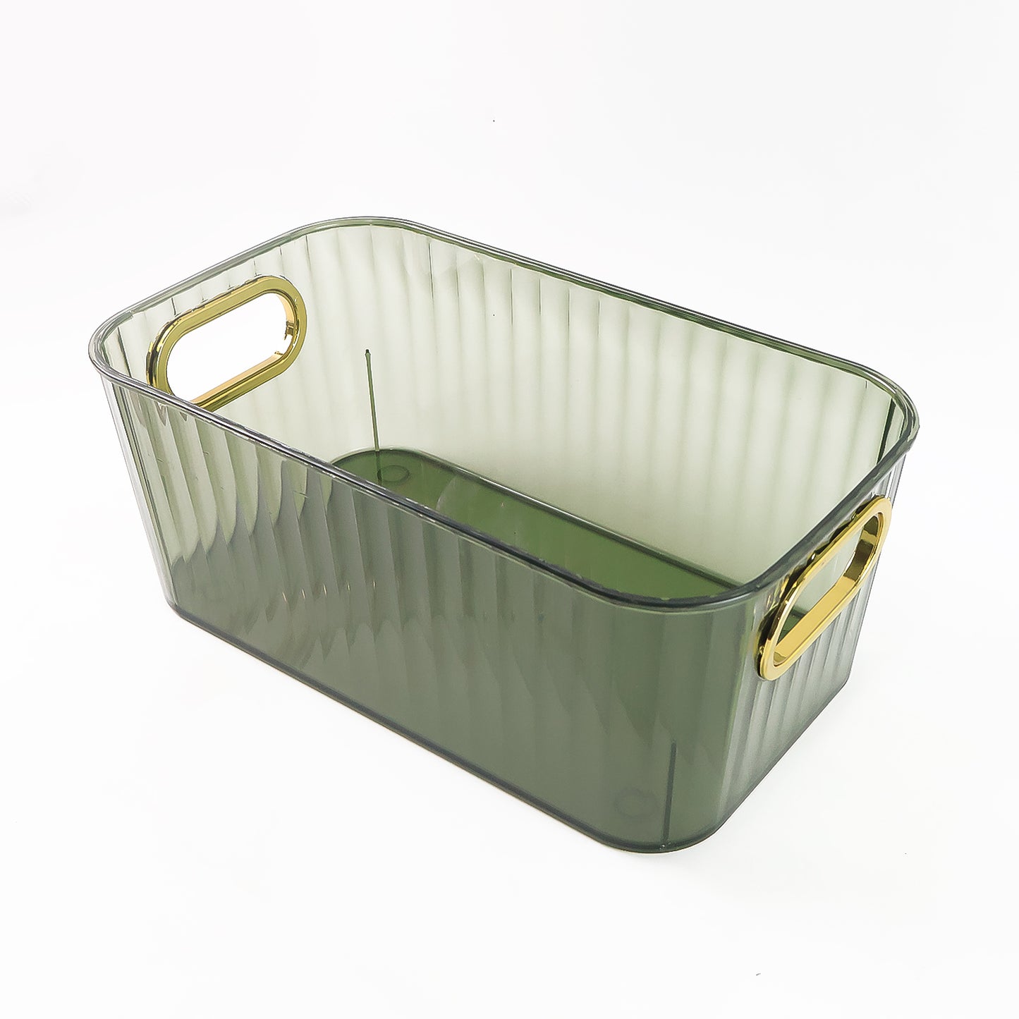 Premium Ribbed Transparent Storage Basket With Gold Handle  Multipurpose Kitchen Amp Home Organizer Box - Happy Price - Image 2