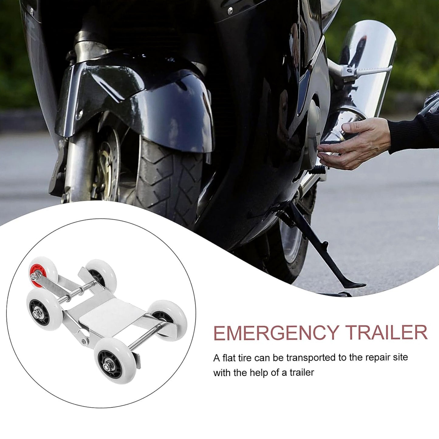 Motorcycle Front Wheel Roller Stand - Heavy Duty Metal with 4 Nylon Wheels (1 Pc) - Happy Price - Image 4