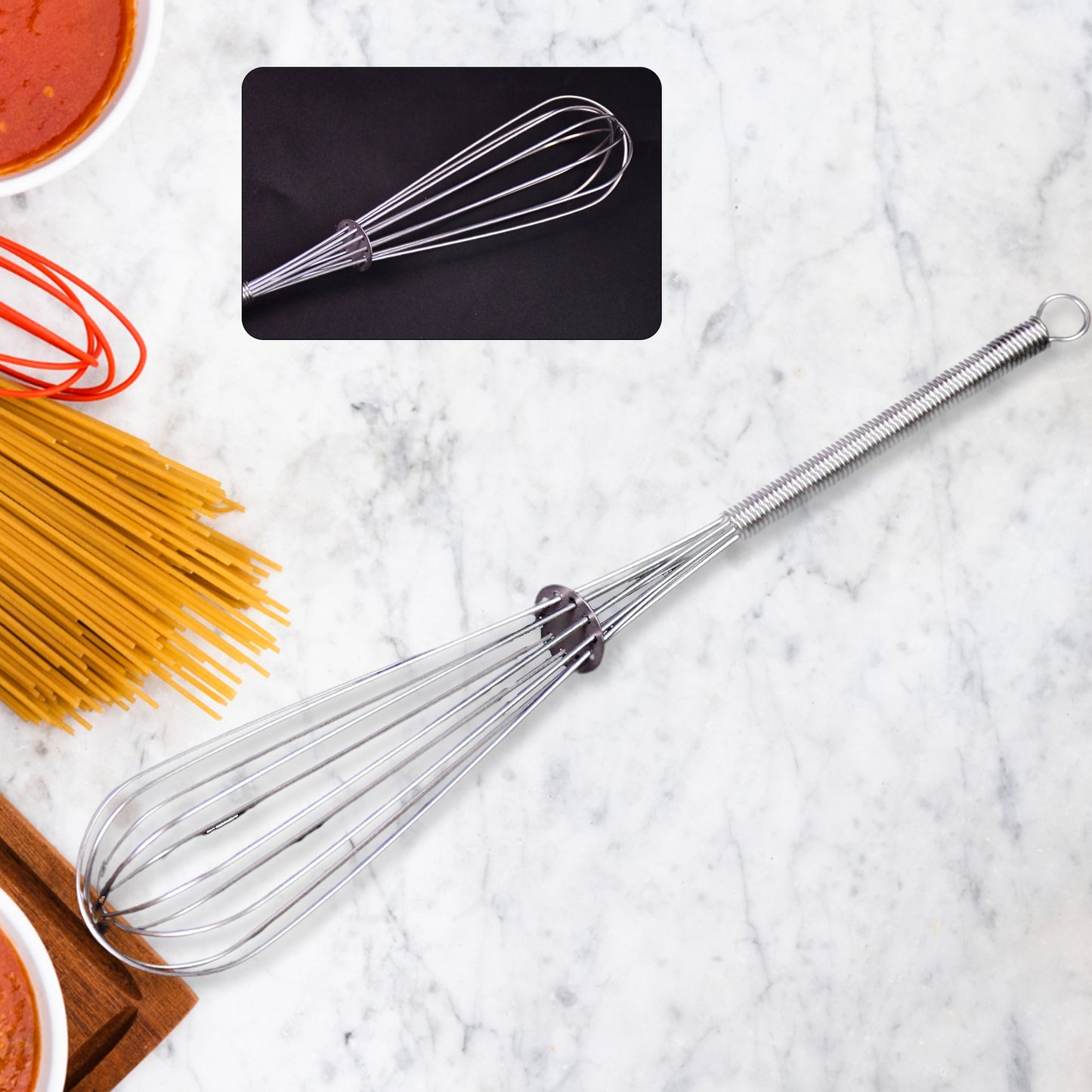 Stainless Steel Manual Milk Frother Egg Whisk Free Egg Separator (1 Pc) - Happy Price - Image 2