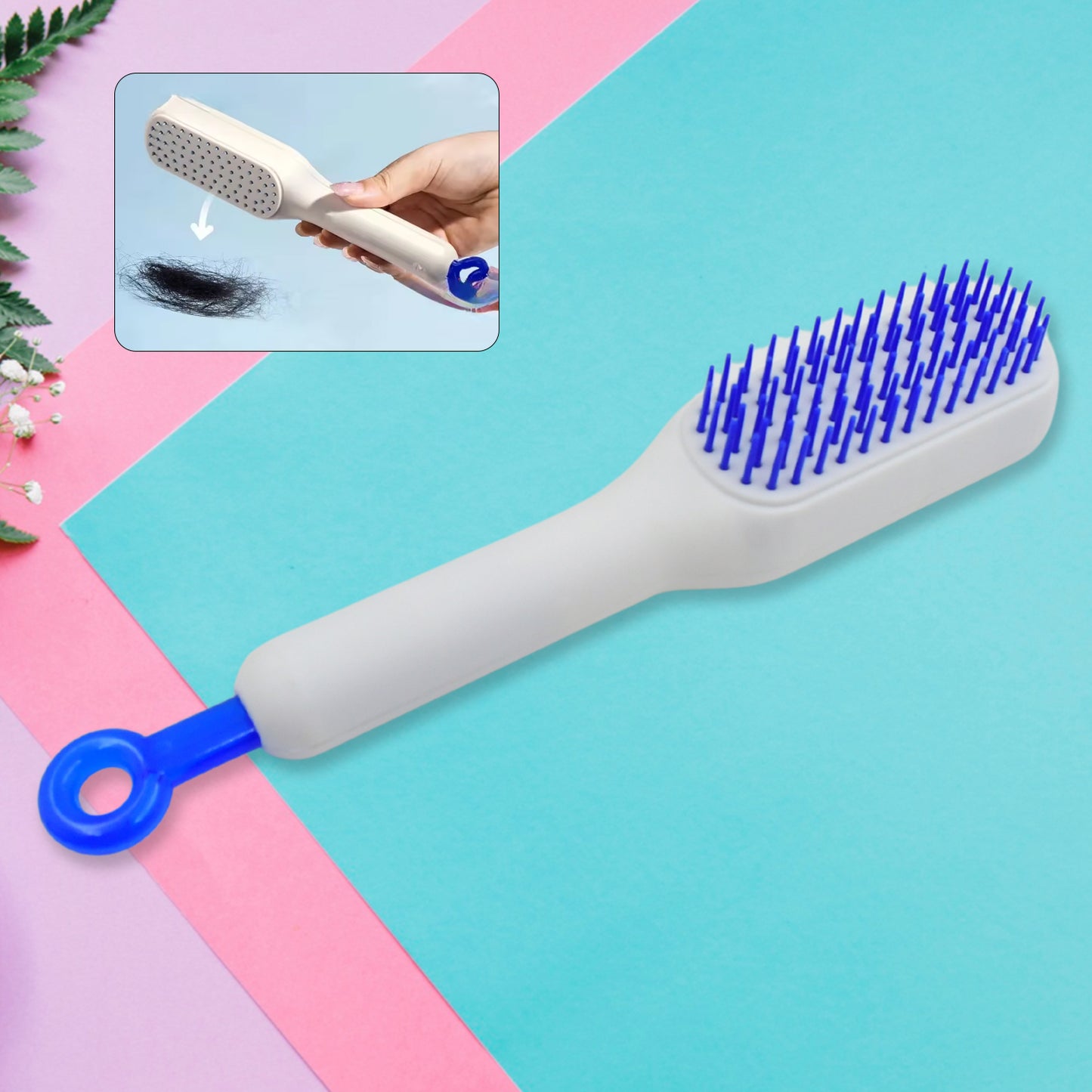 Self-cleaning Hairbrush Self-cleaning Anti-static Detangling Massage Comb One-pull Clean Scalable Rotate Lifting Self Cleaning Hairbrush Hair Styling Tools - Happy Price - Image 2