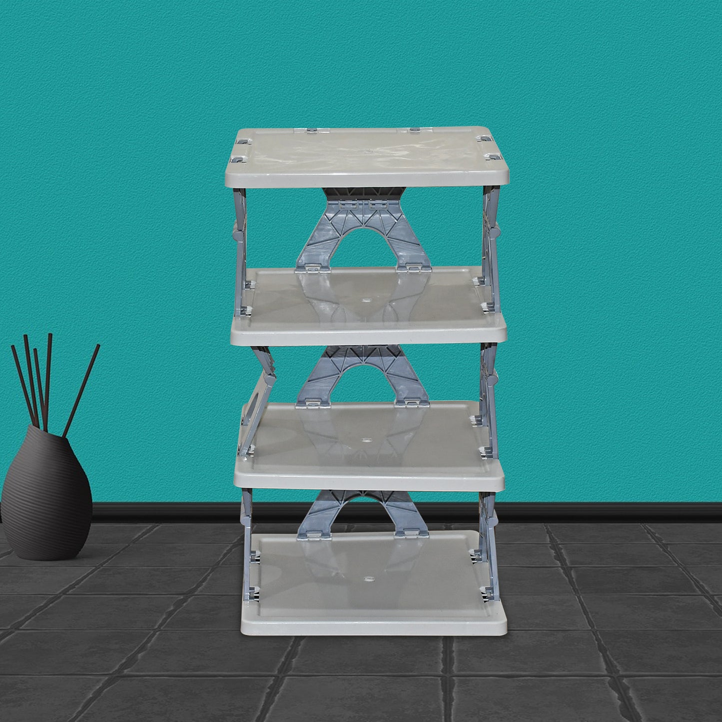 Smart Shoe Rack Shoes Stand Multifunctional Entryway Foldable  Collapsible Door Shoe Rack Free Standing Heavy Duty Plastic Shoe Shelf Storage Organizer Narrow Footwear Home (1 Pc 4 Layer 6 Layer 8 Layer) - Happy Price - Image 4