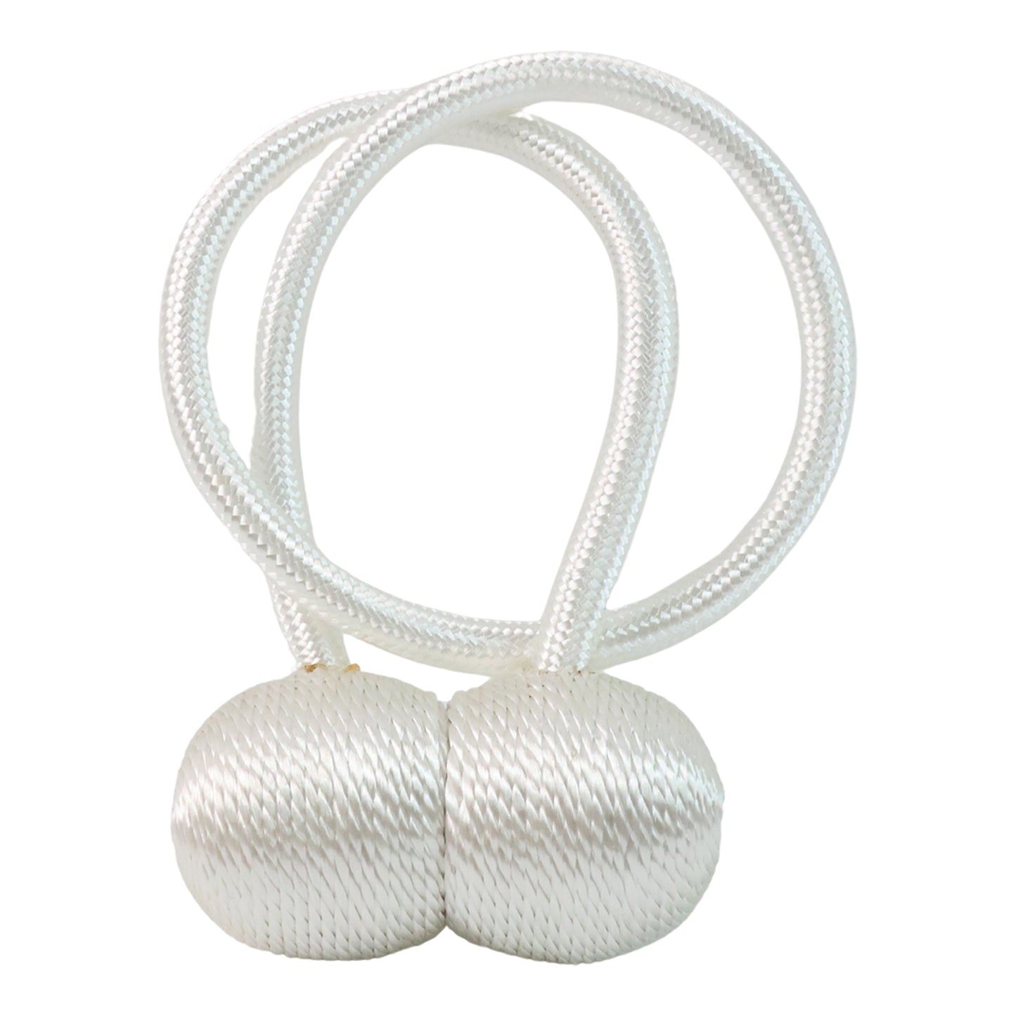 Magnetic Curtain Tiebacks (2 Pc Set) - Silver Braided Rope Holdbacks - Happy Price - Image 2