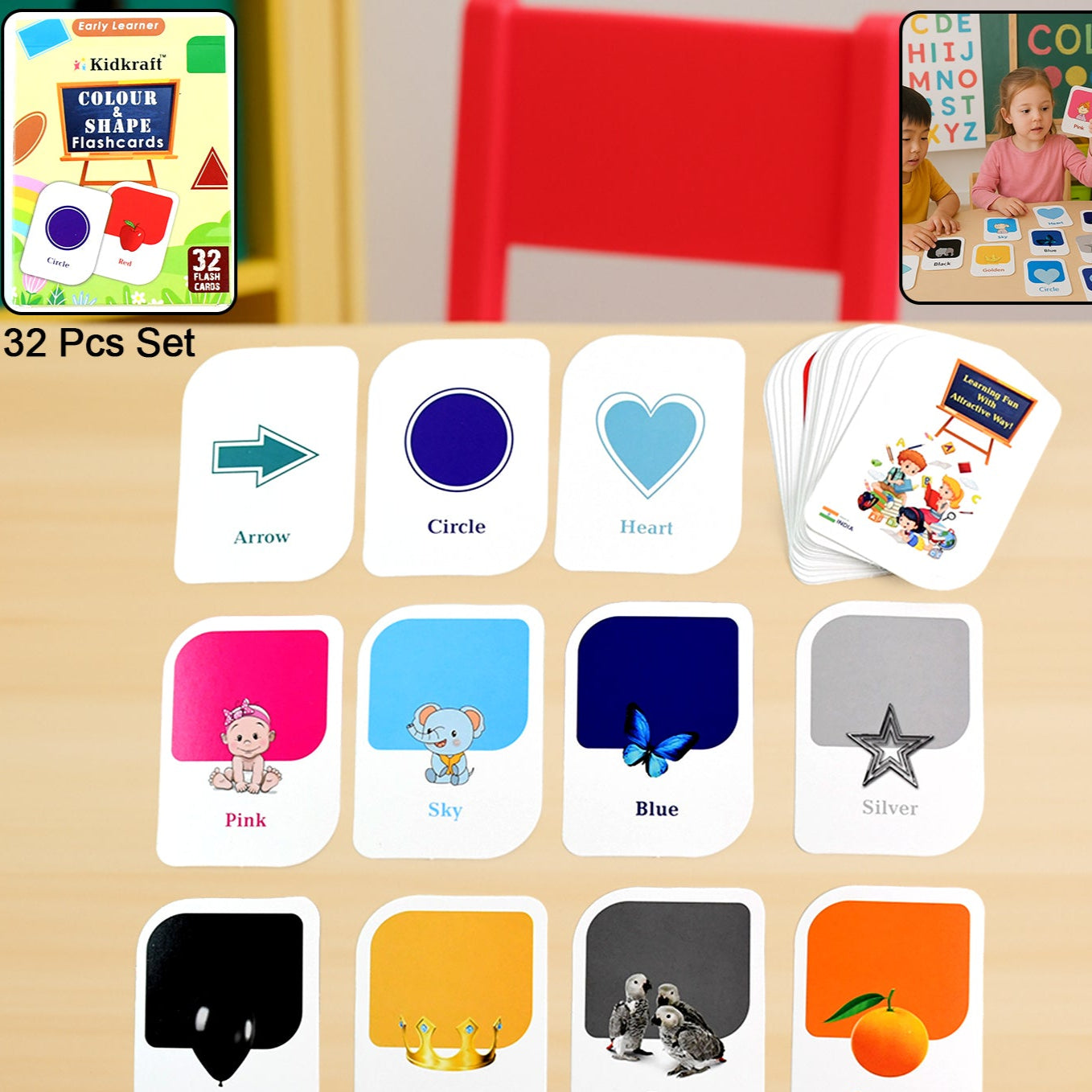Kidkraft Early Learner 32-piece Color Amp Shape Flashcard Set - Happy Price - Image 1