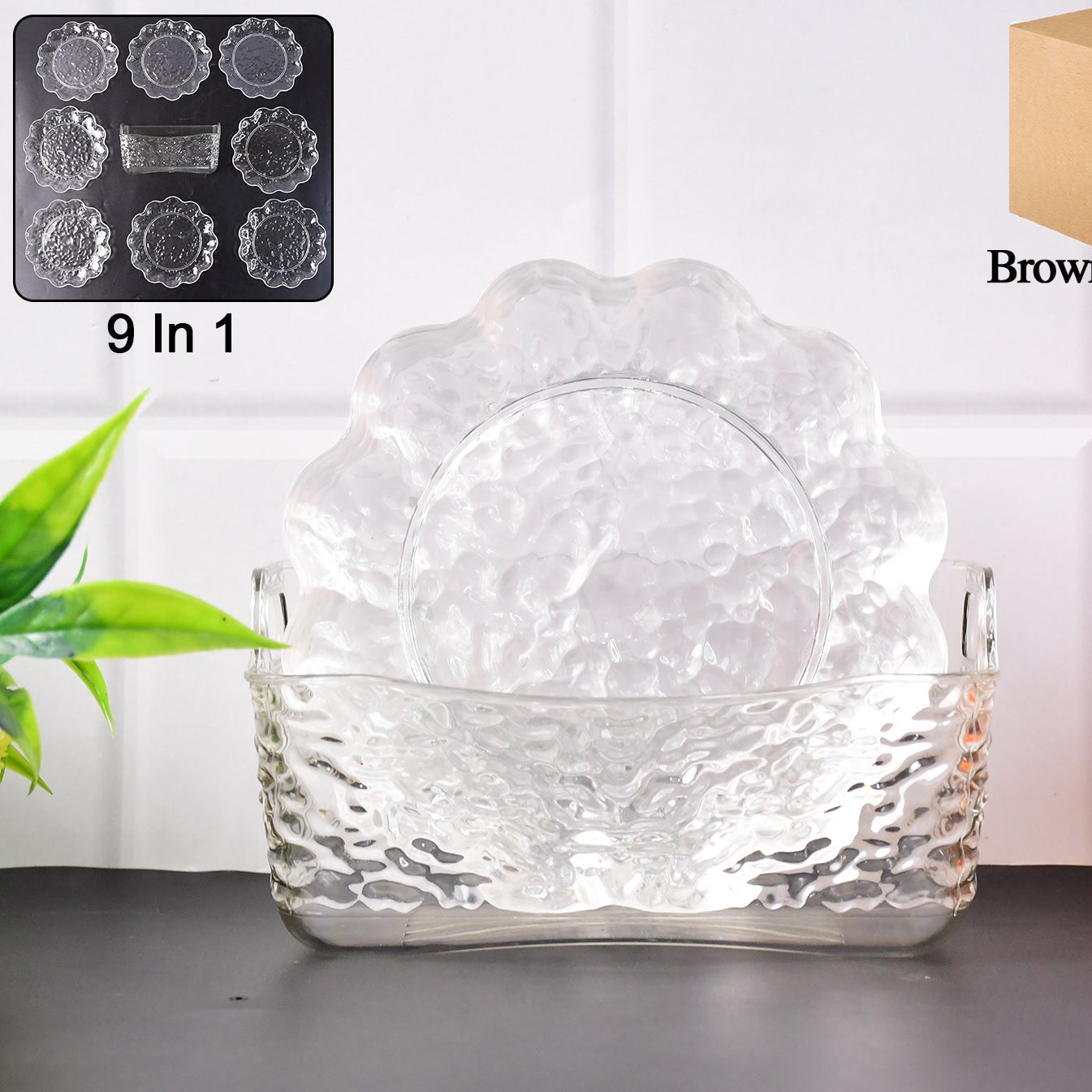 9 In 1 Plastic Bowl With Serving Tray  Plates Set - Happy Price - Image 1