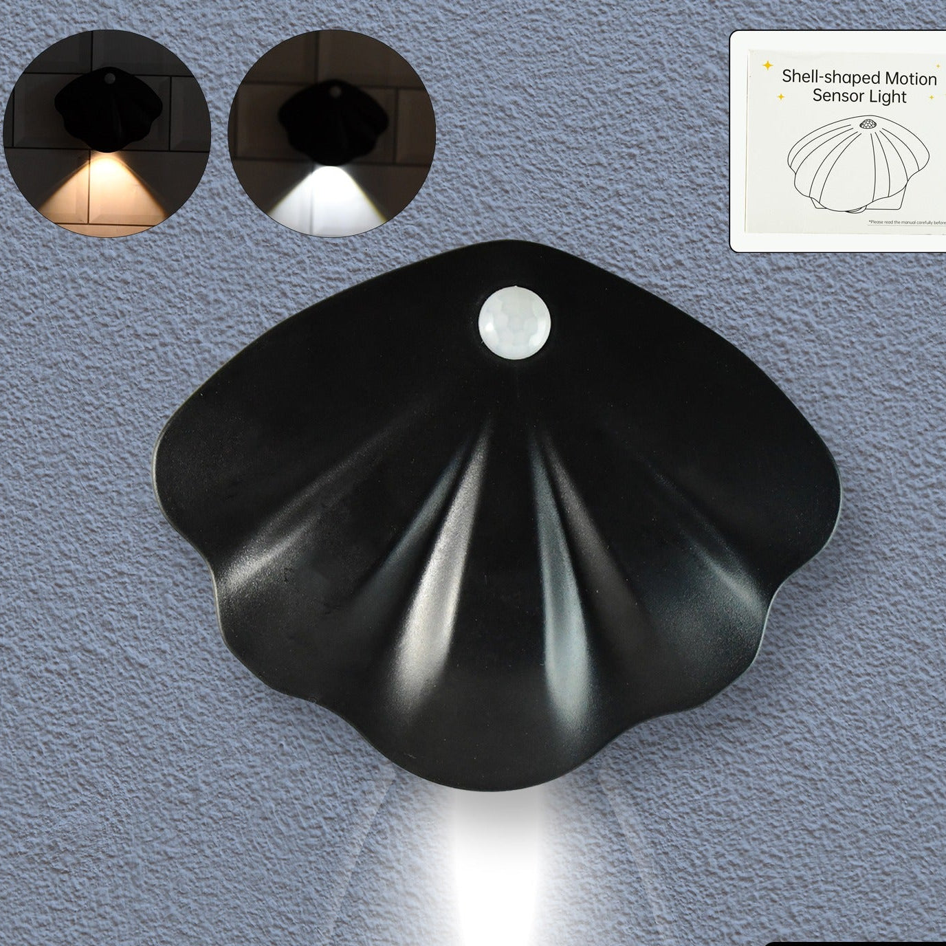 Shell Motion Sensor LED Night Light - USB Rechargeable, Wall Mount, Eye-Comfort Glow - Happy Price - Image 1
