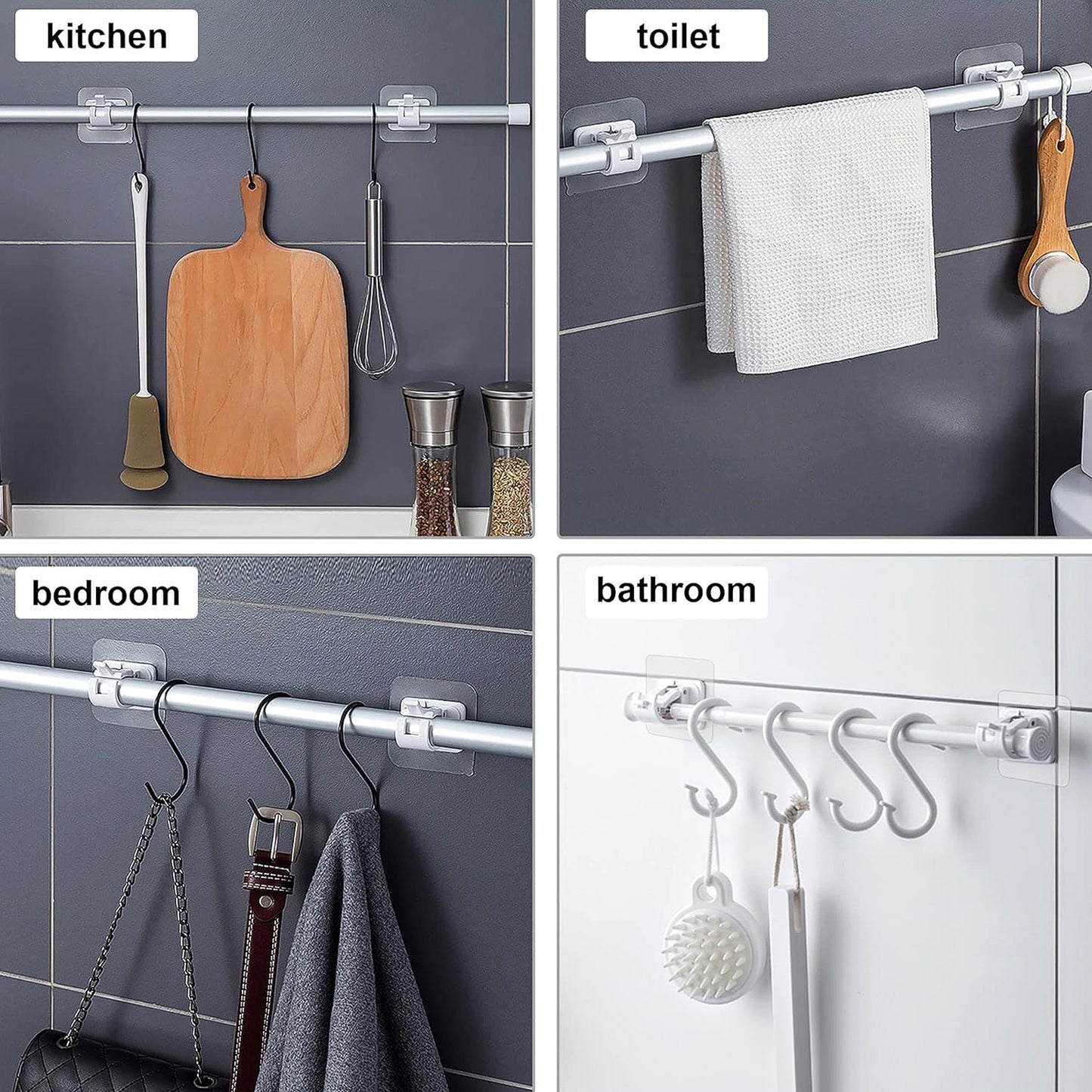 Adhesive Wall Towel Holder with Hooks - No Drill Mount - Happy Price - Image 3
