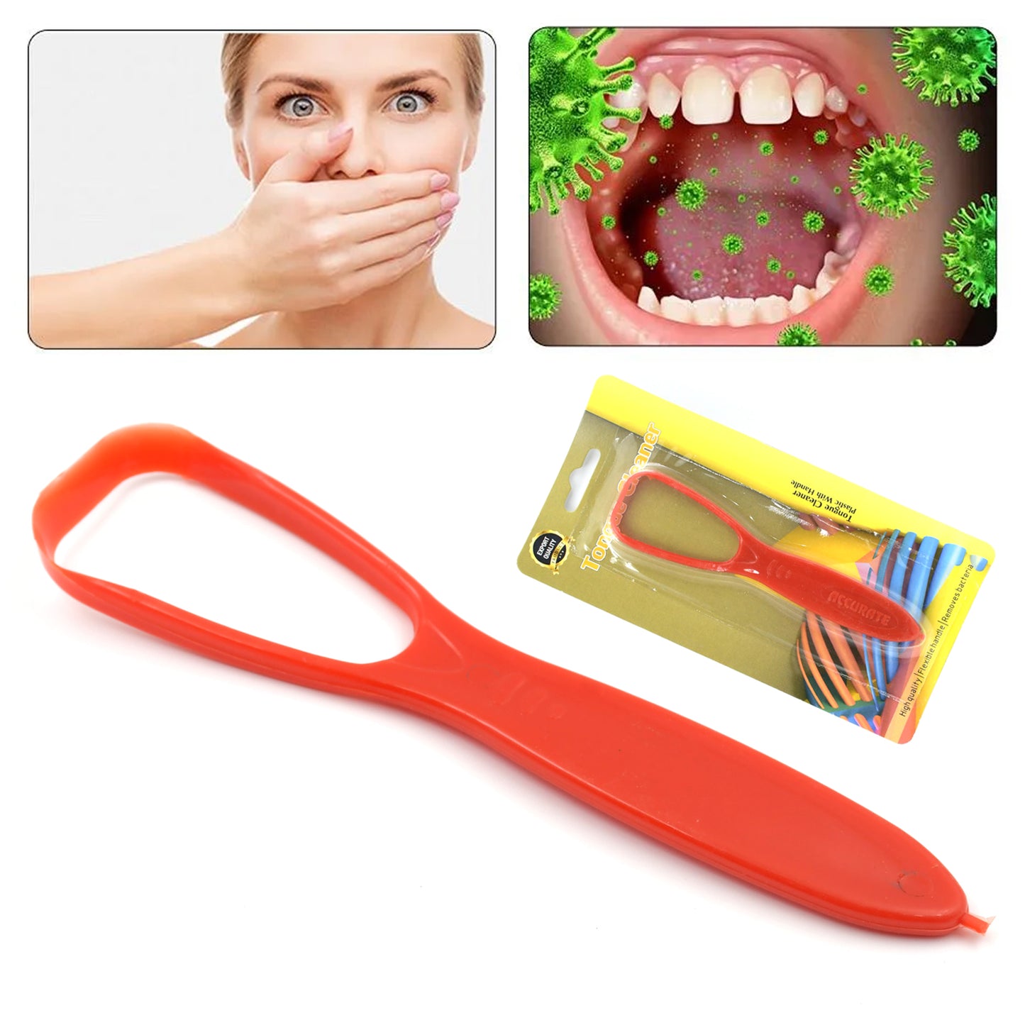 Plastic Tongue Cleaner For Kids  Adults  Tongue Scraper For Bad Breath Maintain Oral Hygiene For Daily Use  For Fresh Breath  Bacteria Removal  Improved Taste Plastic With Handle Tongue Cleaner (1 Pc ) - Happy Price - Image 6