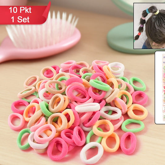 Colorful Soft Elastic Hair Bands Set For Kids  Girls (10 Pkt   1 Set) - Happy Price - Image 1