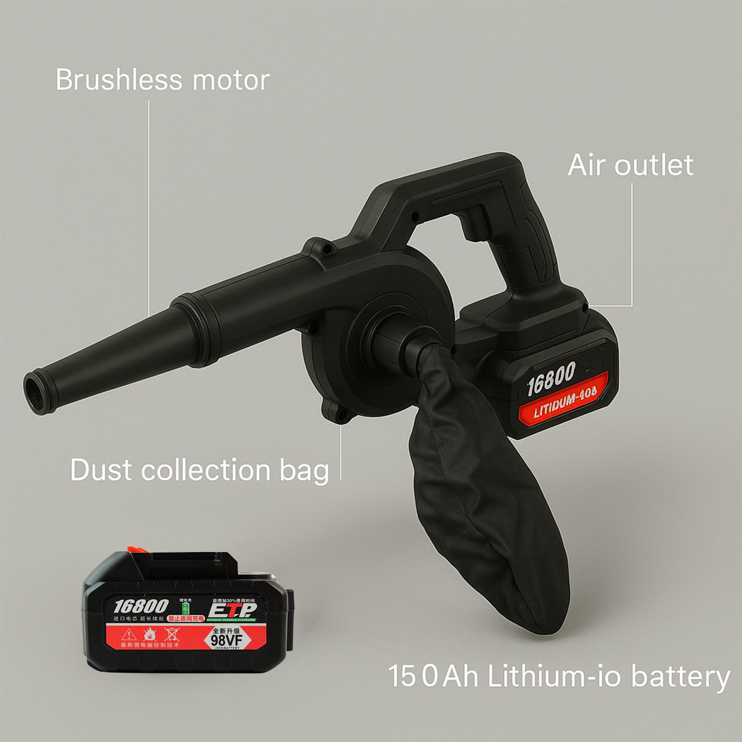 Multi-purpose Home And Garden Air Blower And Suction Vacuum Combo Kit With Collection Bag For Easy Cleaning - Happy Price - Image 4