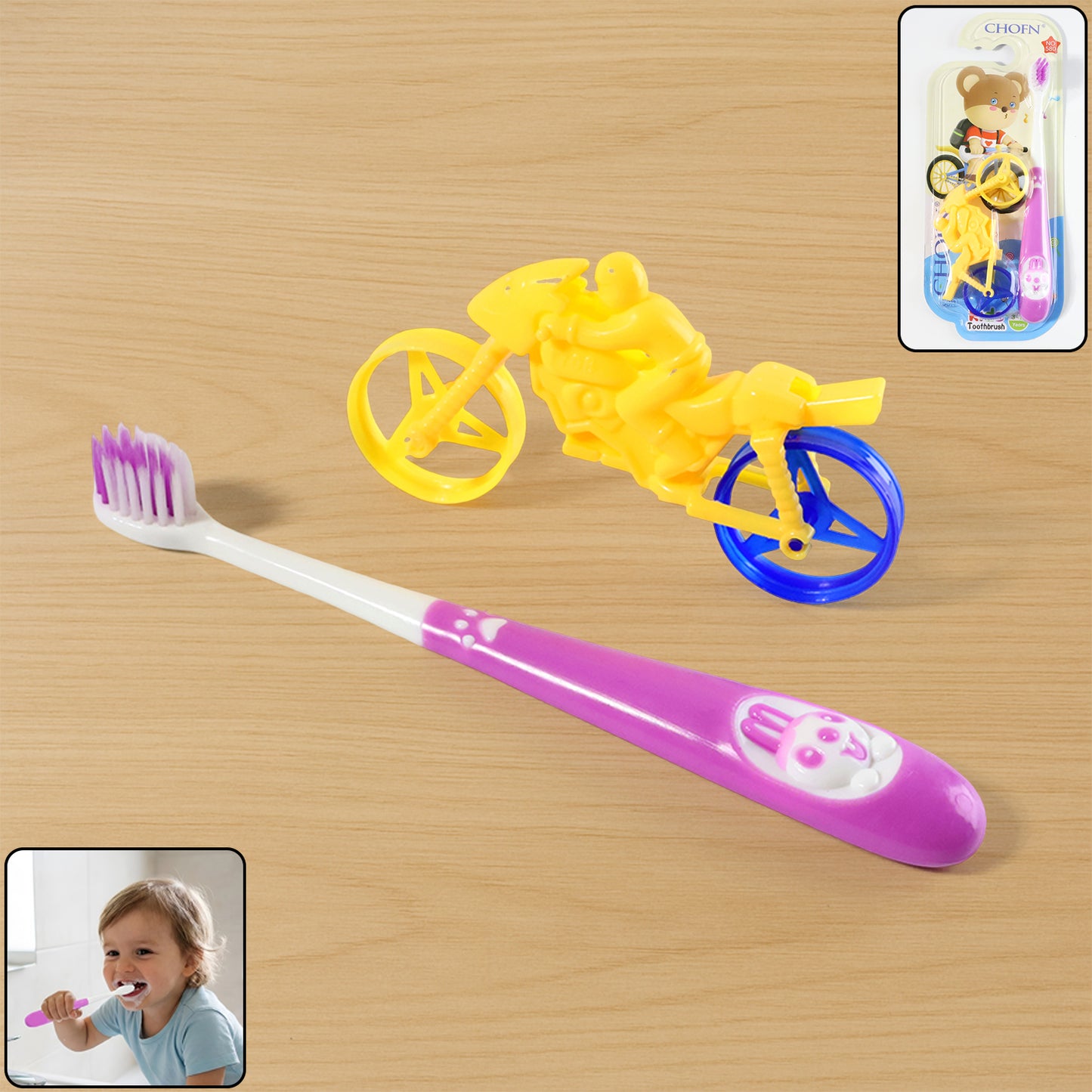 Kids Toothbrush & Motorcycle Toy Set - Fun Oral Care Combo - Happy Price - Image 7