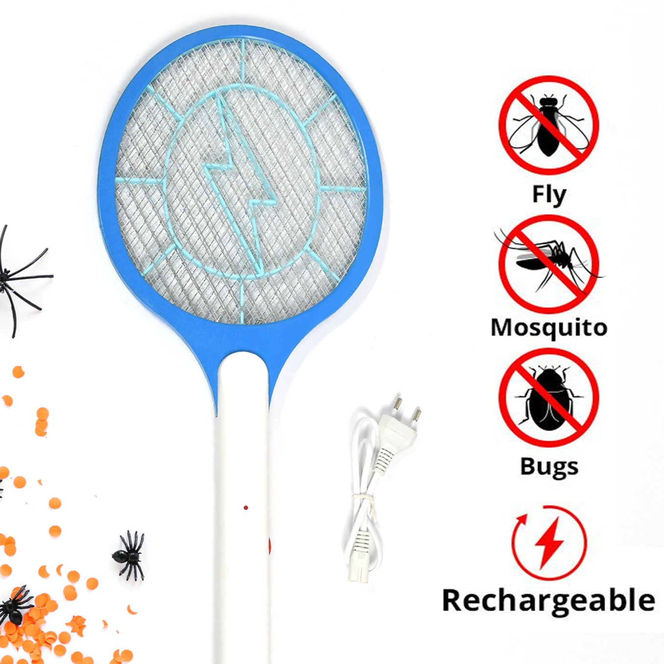 Mosquito Killer Racket Rechargeable Handheld Electric Fly Swatter Mosquito Killer Racket Bat Electric Insect Killer (Quality Assured) - Happy Price - Image 1