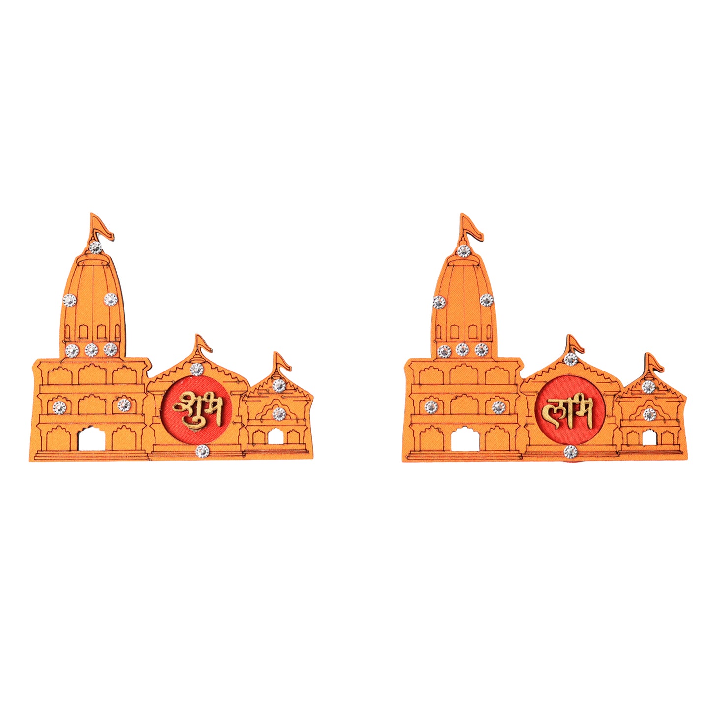 Shubh Labh Temple Design Decorative Wall Sticker - 2 Pcs - Happy Price - Image 2