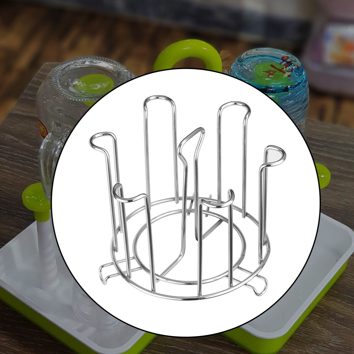 Ss Round Glass Stand Used For Holding Sensitive Glasses And All Present In All Kinds Of Kitchens Of Official And Household Places Etc. - Happy Price - Image 1
