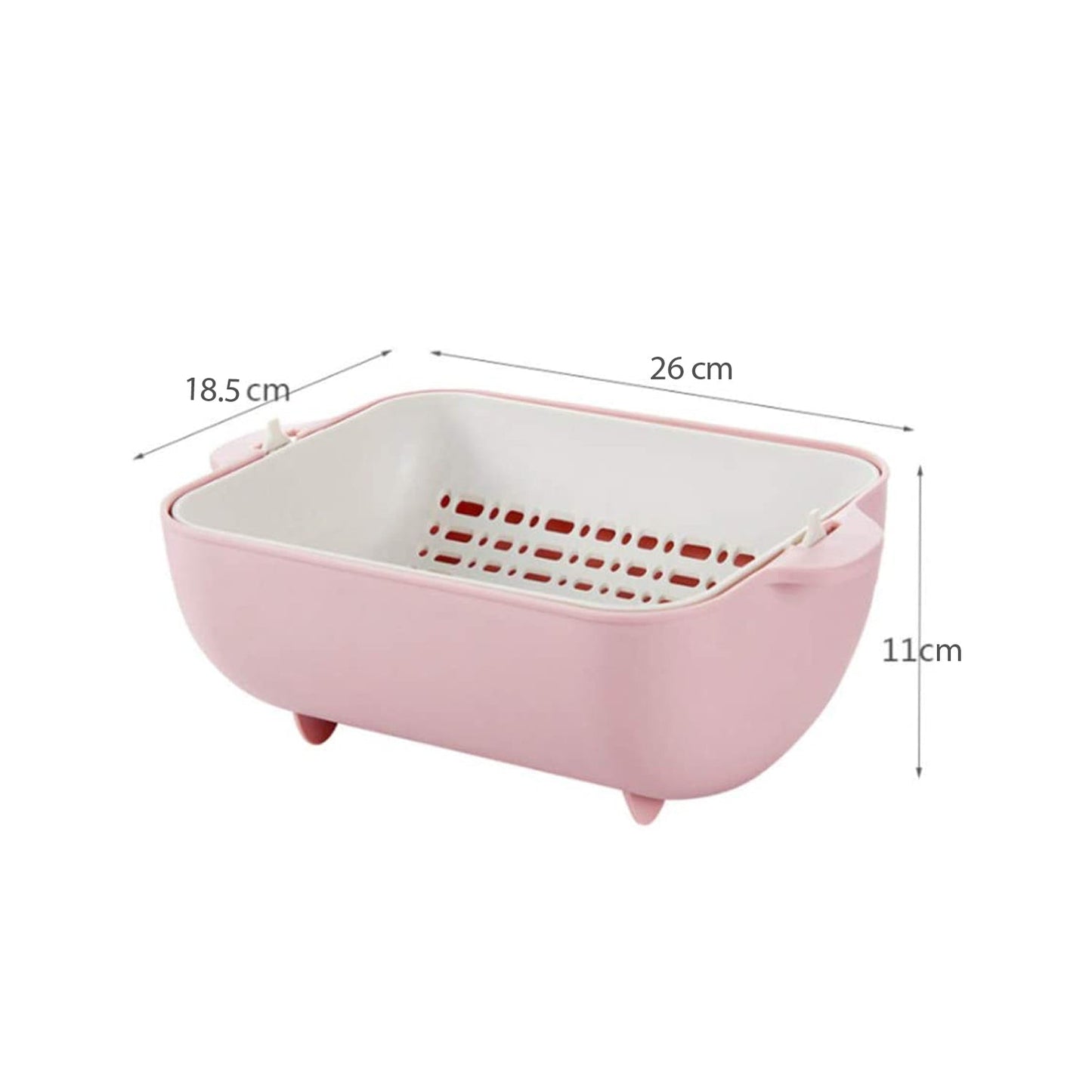 Multifunctional Bpa Free Double Layered Plastic Rotatable Strainer Bowl With Handles For Washing Rinsing Serving Vegetables  Fruits (Multicolor) - Happy Price - Image 3