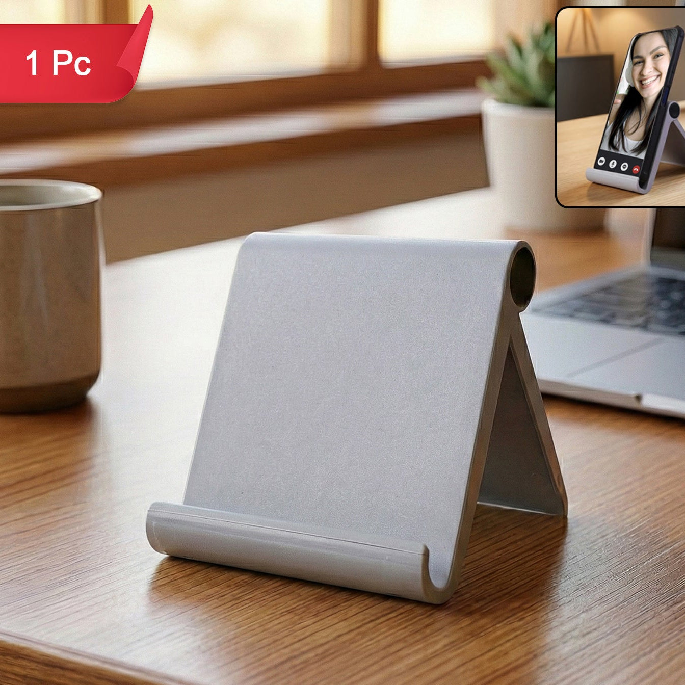 Plastic Foldable Mobile Holder for Desk (1 Pc) - Happy Price - Image 1