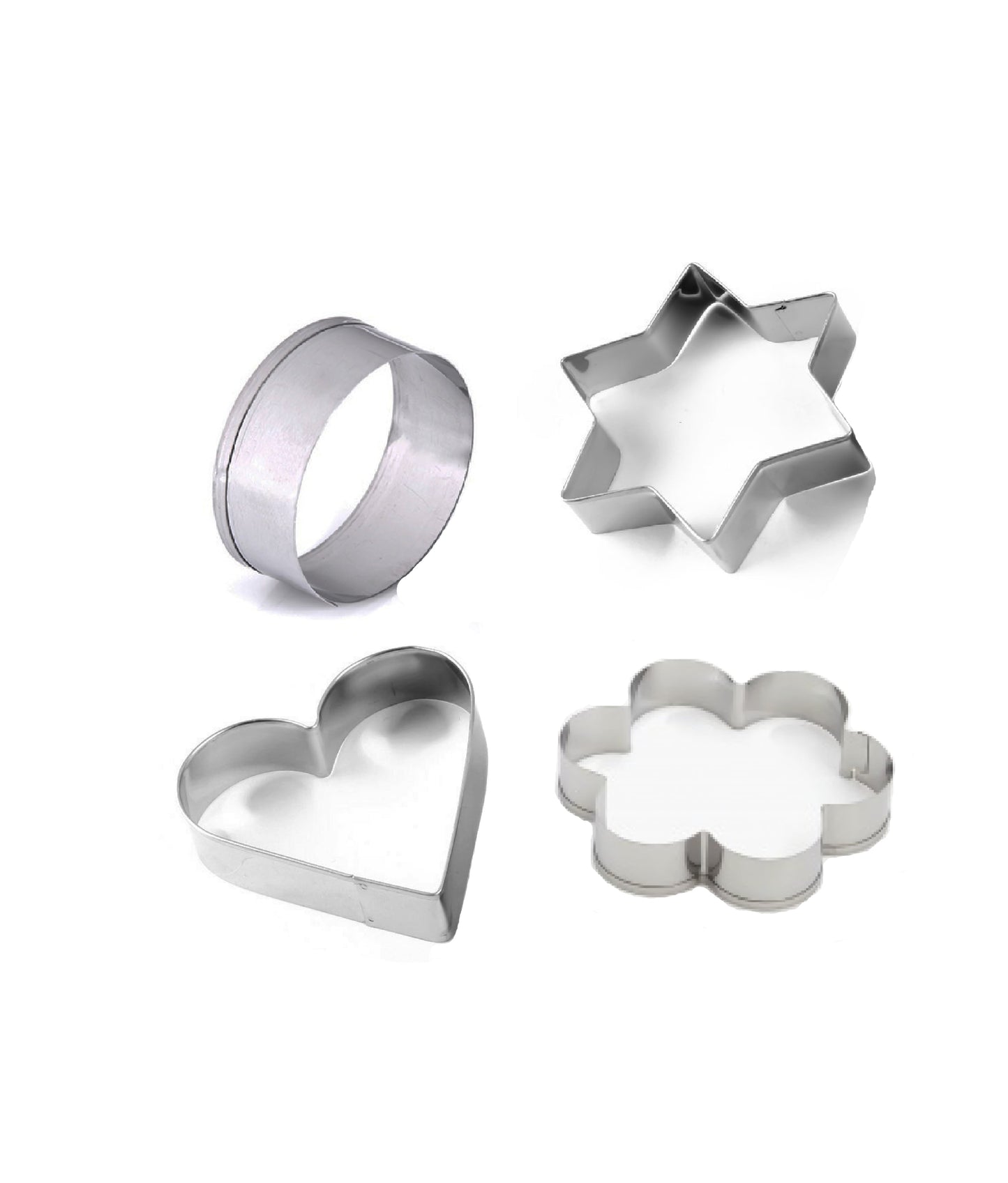 Cookie Cutter Stainless Steel Cookie Cutter With Shape Heart Round Star And Flower (4 Pieces) - Happy Price - Image 2