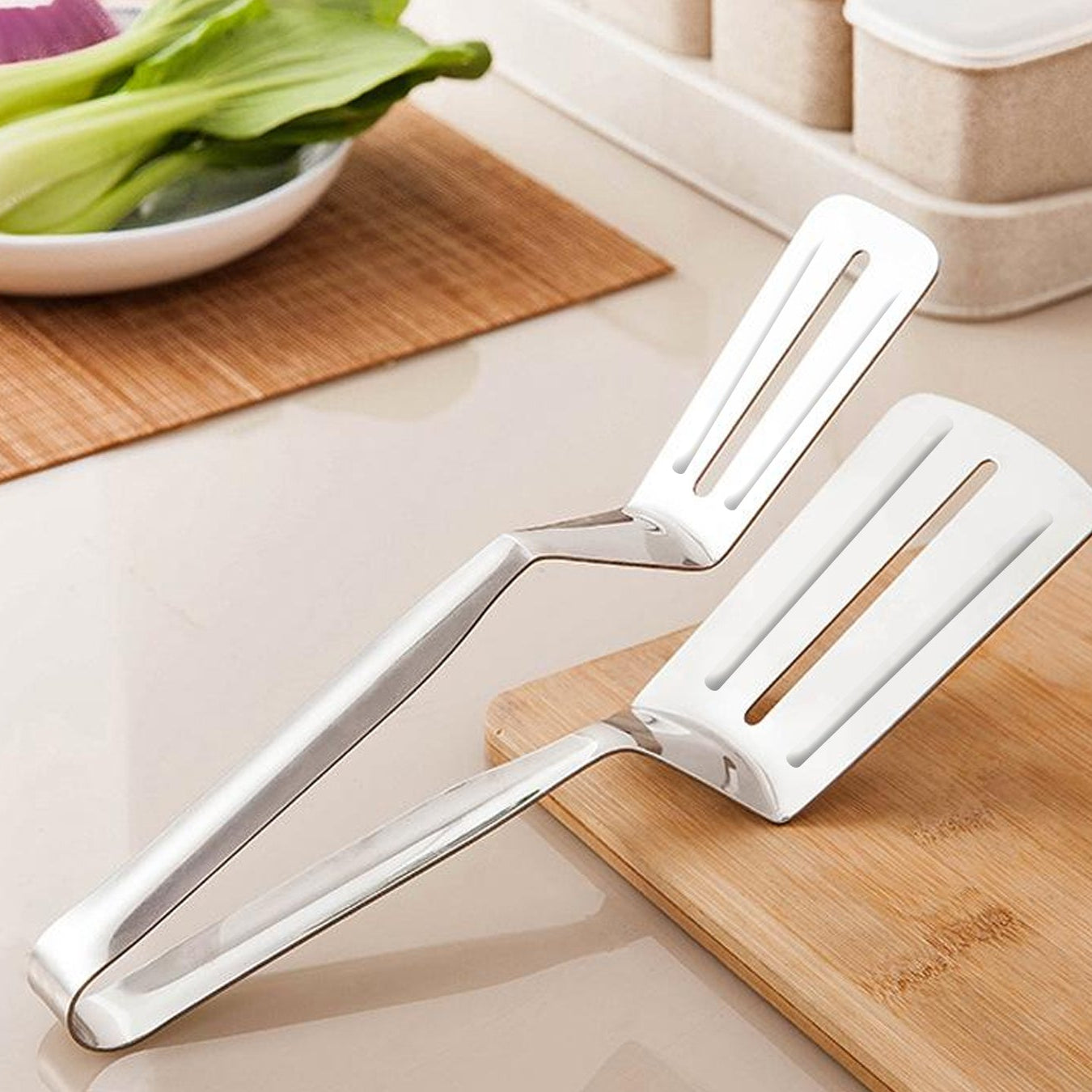 Stainless Steel Multi-Purpose Kitchen Tongs for Cooking & Serving - Happy Price - Image 1