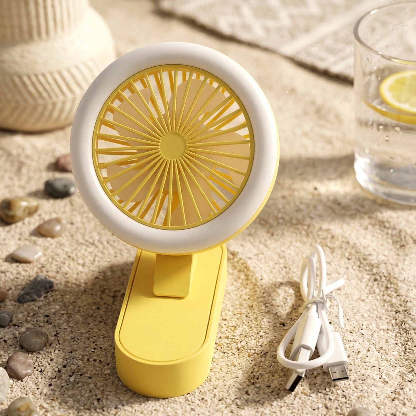 Compact Rechargeable Mini Fan with LED Light - USB Powered Personal Cooler (1 Pc) - Great Price - Image 3