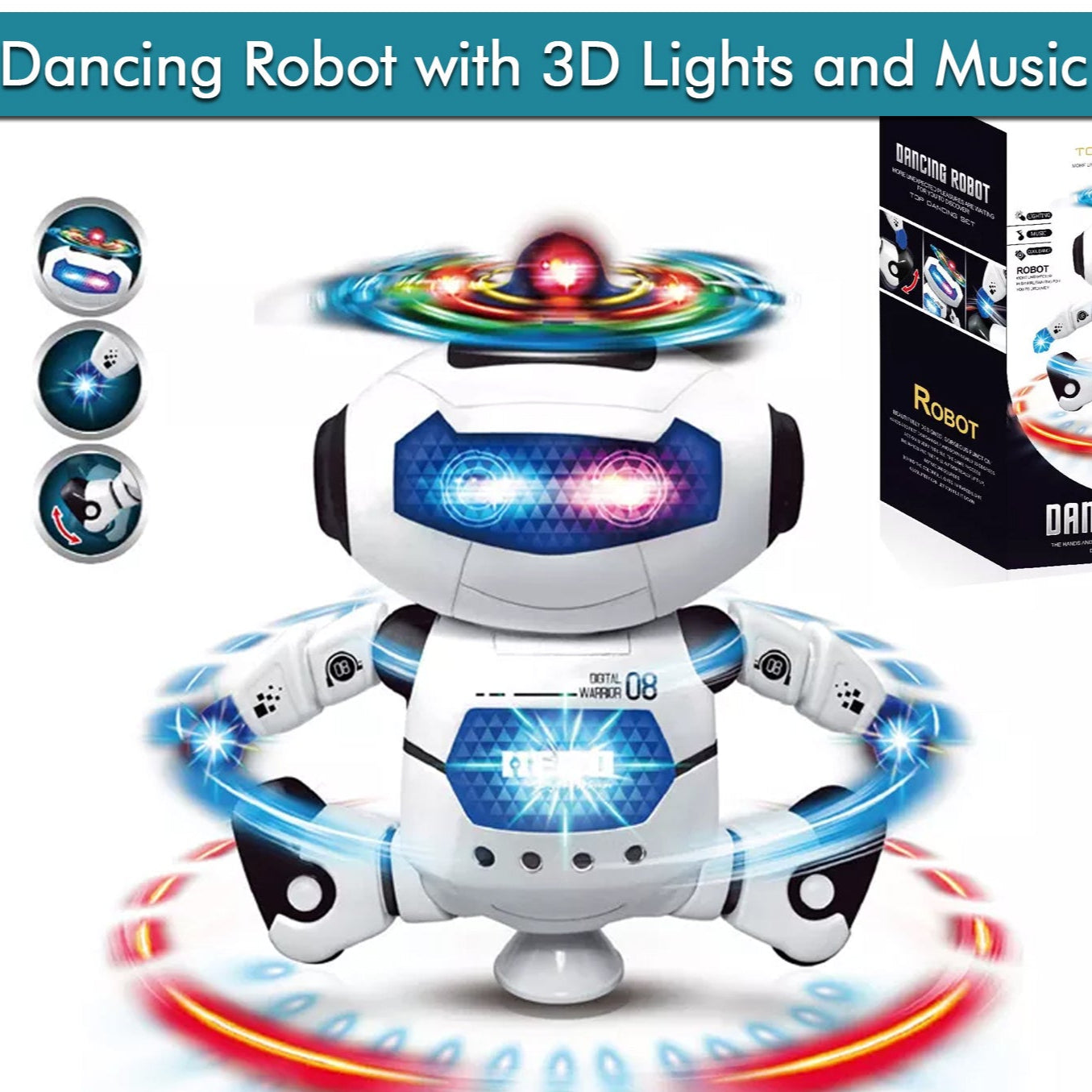 Dancing Robot Toy with 3D Lights and Music for Kids - Happy Price - Image 1
