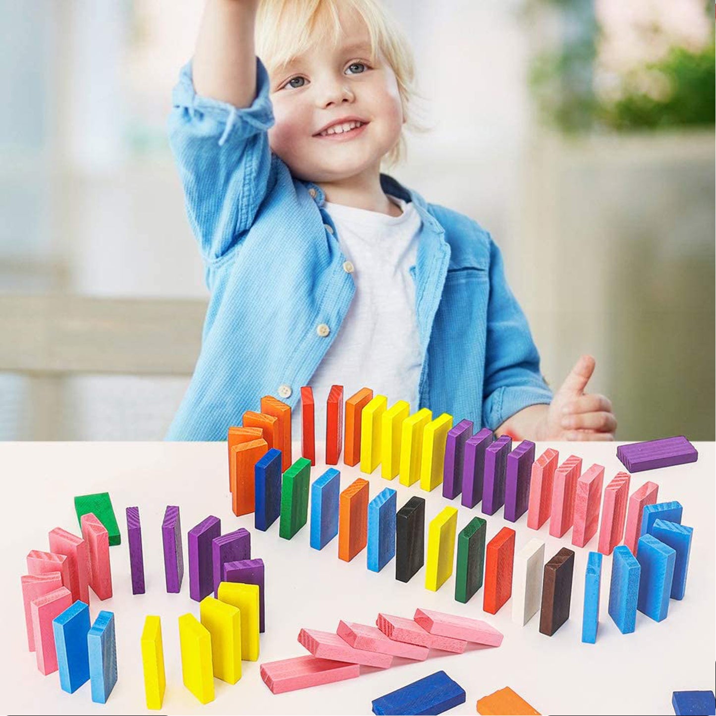 120pc Dominoes Blocks Set Multicolor Wooden Toy Building Indoor Game Toy. - Happy Price - Image 3