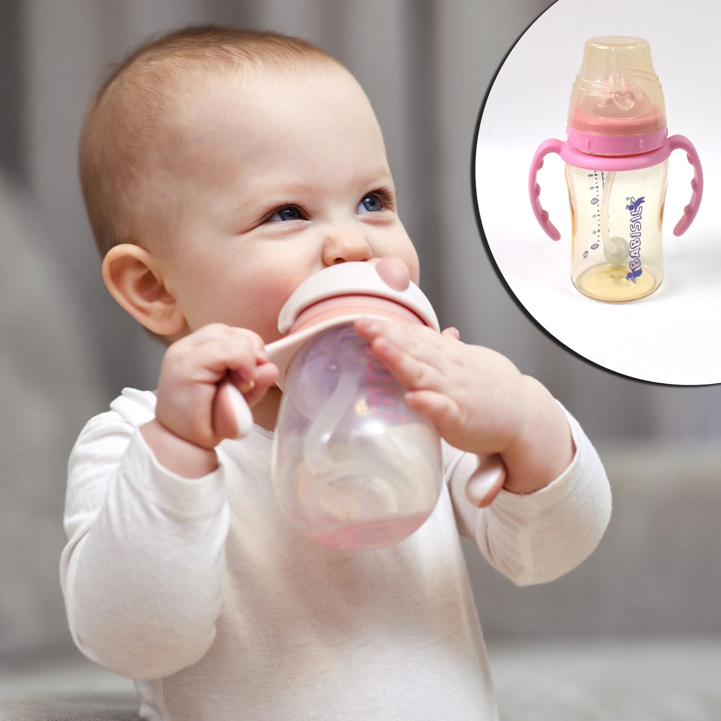 Plastic Baby Feeding Bottle With Handles  Straw (220 Ml  1 Pc) - Happy Price - Image 6