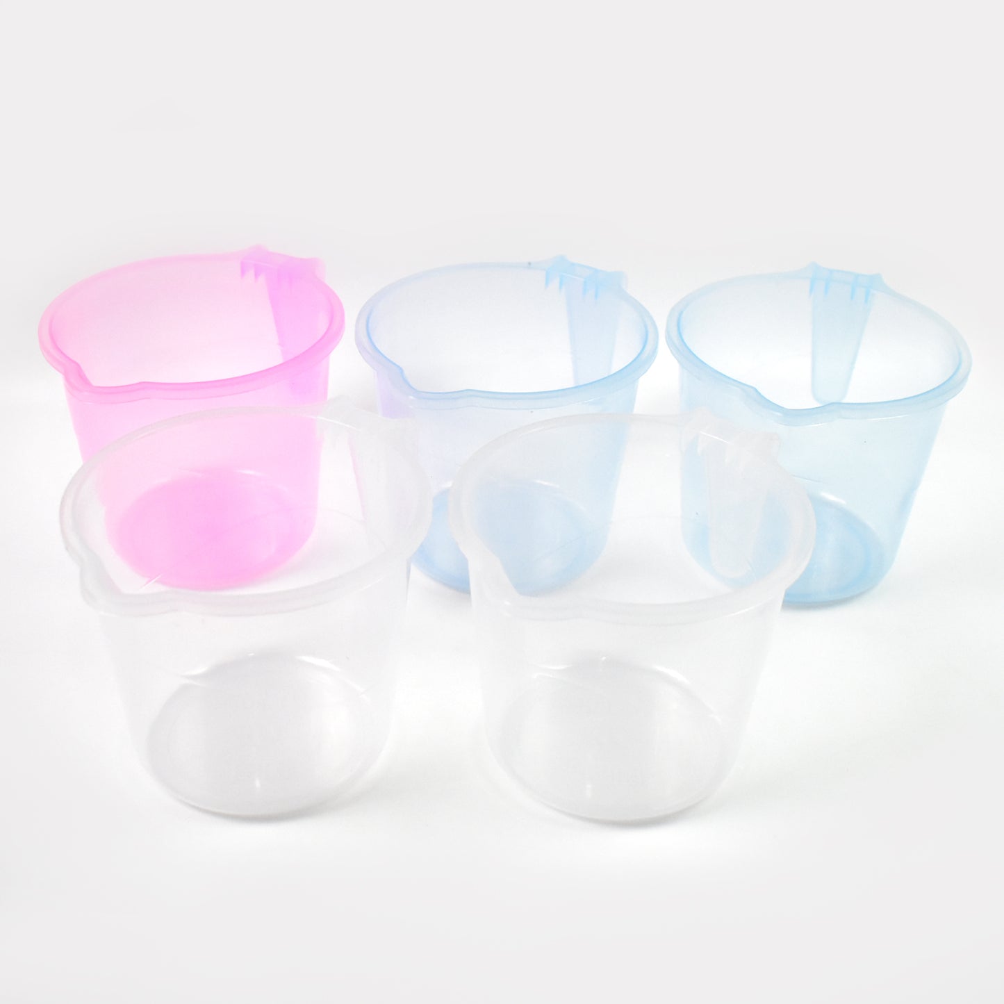 Plastic Round Transparent Bath Water Mug (5 Pc  Mix Colour  1200 Ml) - Happy Price - Image 4
