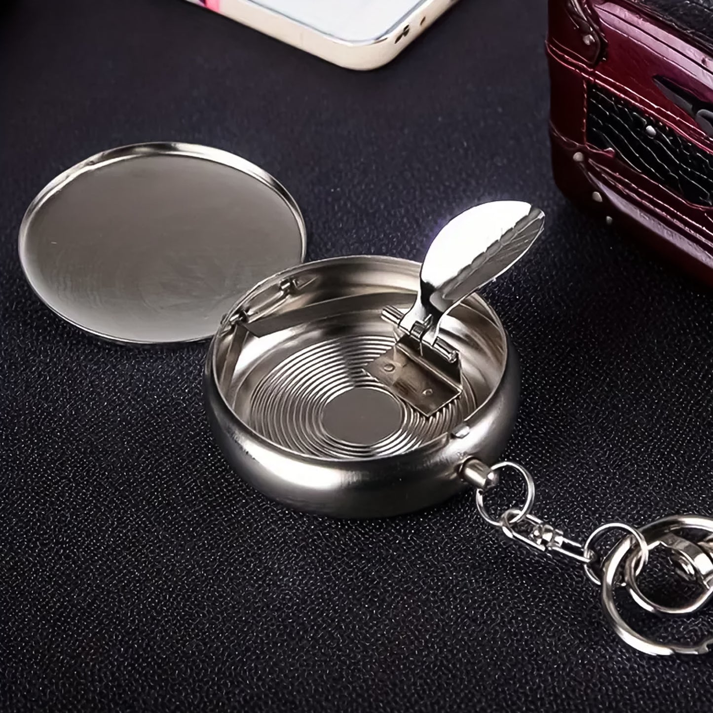 Mini Pocket Ss Ashtray With Keyring (1pc) - Happy Price - Image 3