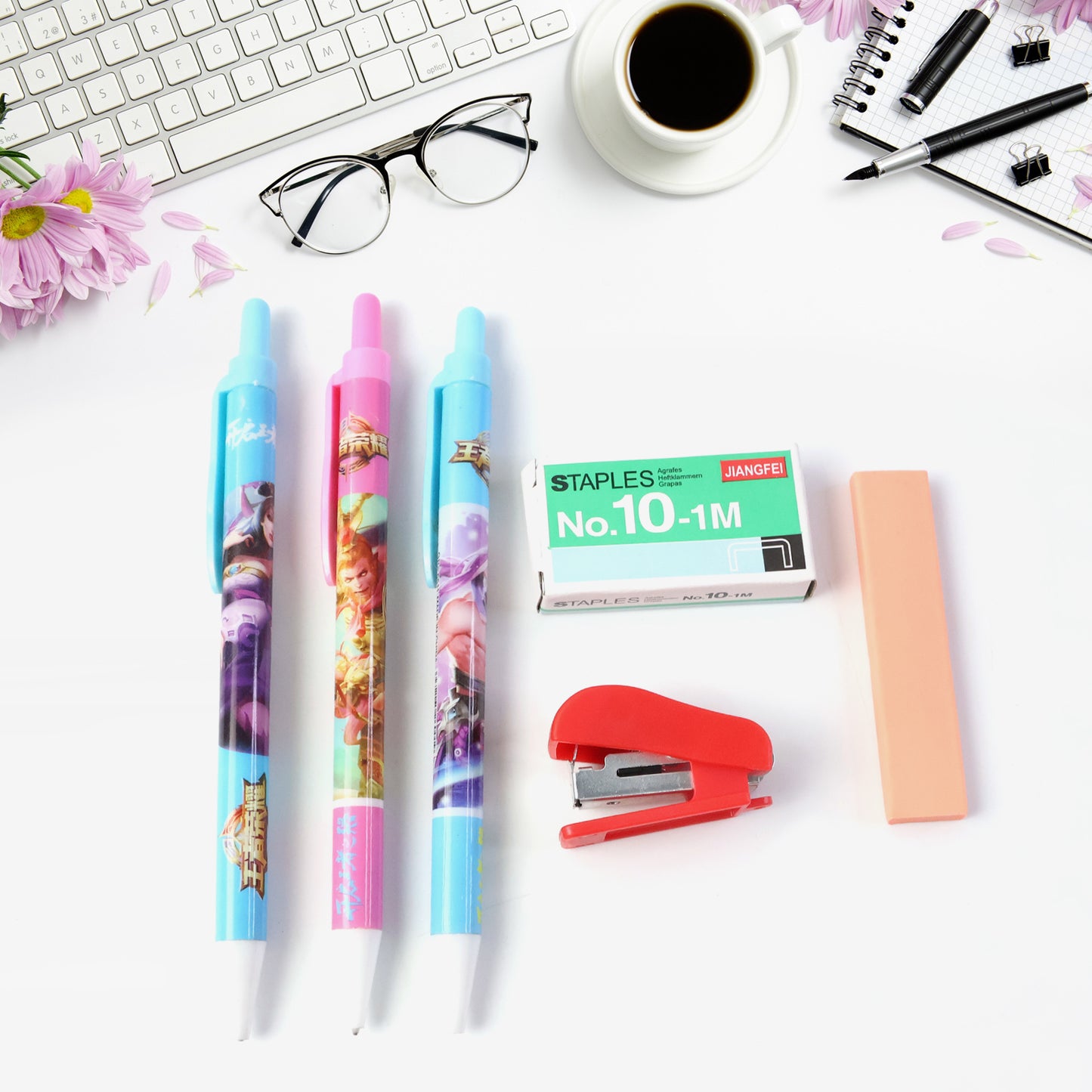 6-in-1 Stationery Kit with Pens, Stapler, Staples, Eraser - 1 Set for School & Office - Happy Price - Image 7